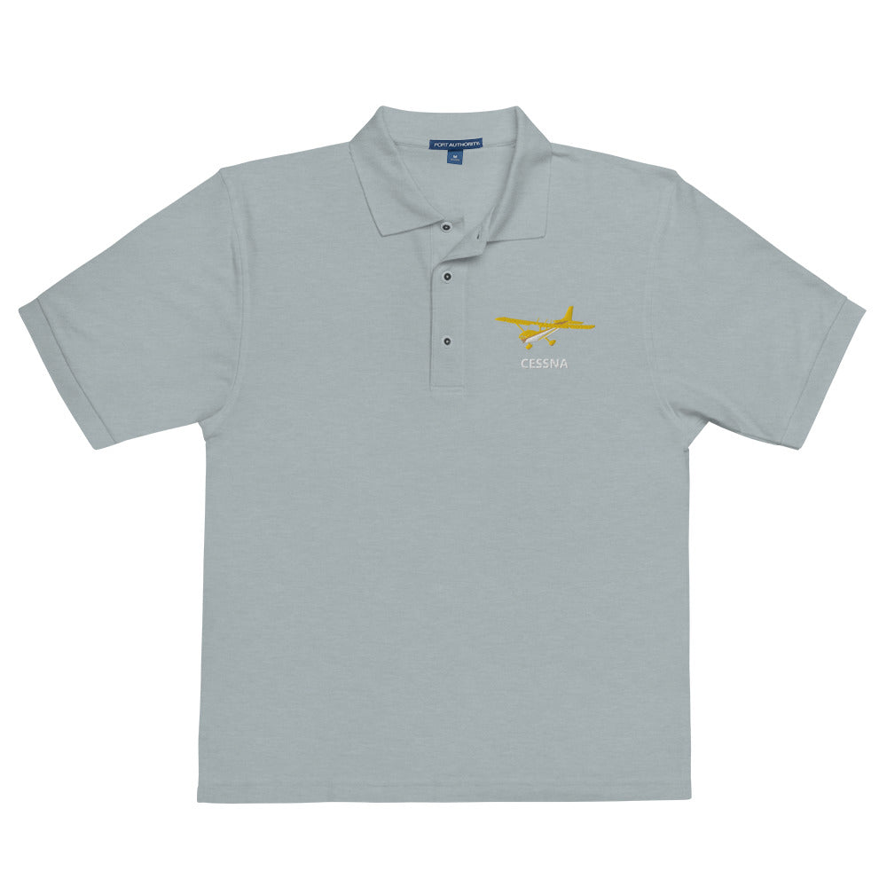 CESSNA 172 Retro Yellow Embroidered Premium Men's Aviation Polo