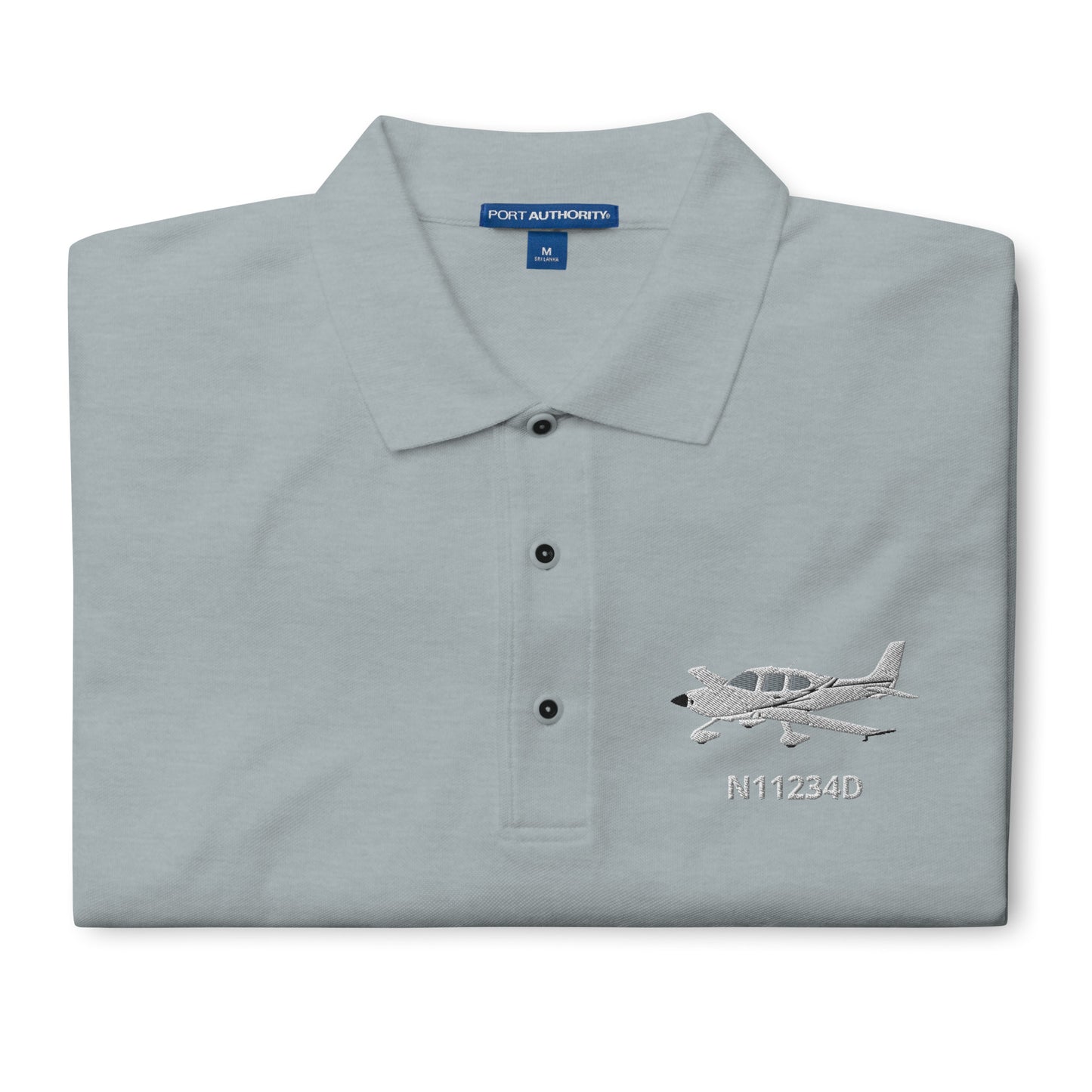 CIRRUS white Custom N Number Embroidered Men's classic aviation Polo