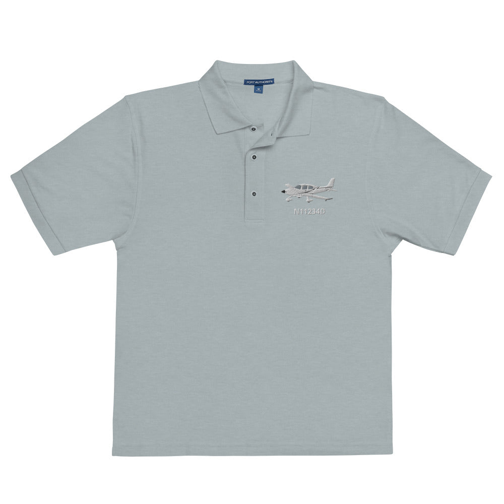 CIRRUS white Custom N Number Embroidered Men's classic aviation Polo