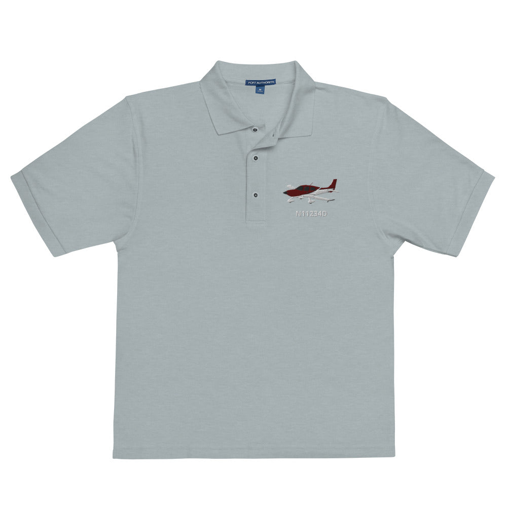 CIRRUS maroon white Custom N Number Embroidered Men's classic aviation Polo