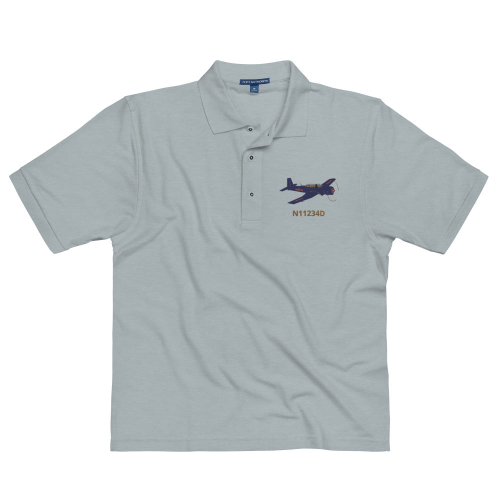 Warbird Nanchang CJ-6 CUSTOM N Number Embroidered Men's Premium Aviation Polo