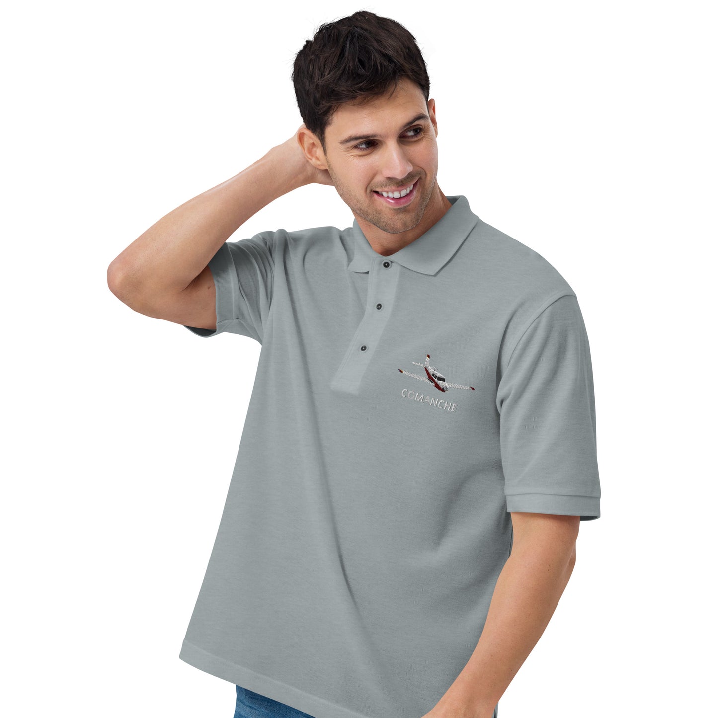 PIPER COMANCHE Embroidered Men's Premium Aviation Polo