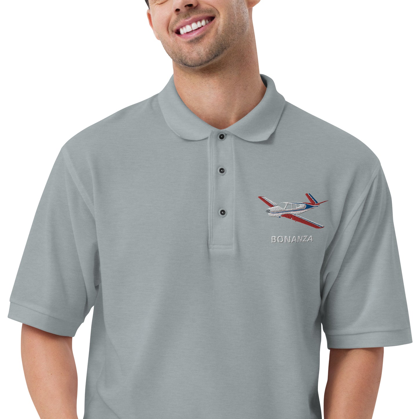 VTAIL BONANZA Tri color 2 stripe Embroidered Men's Premium Aviation Polo