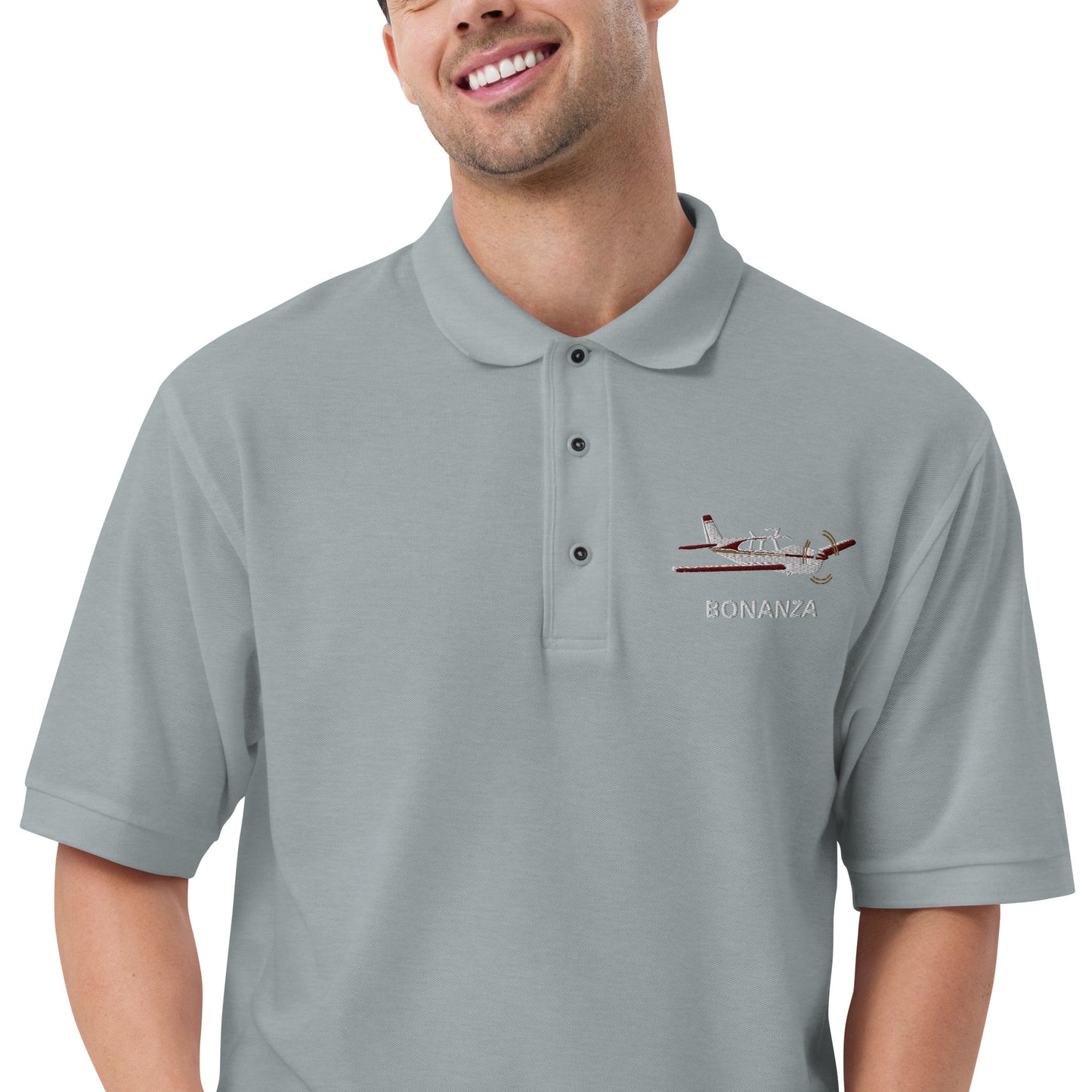 BONANZA F33  Embroidered Men's Aviation Premium Pilot Polo