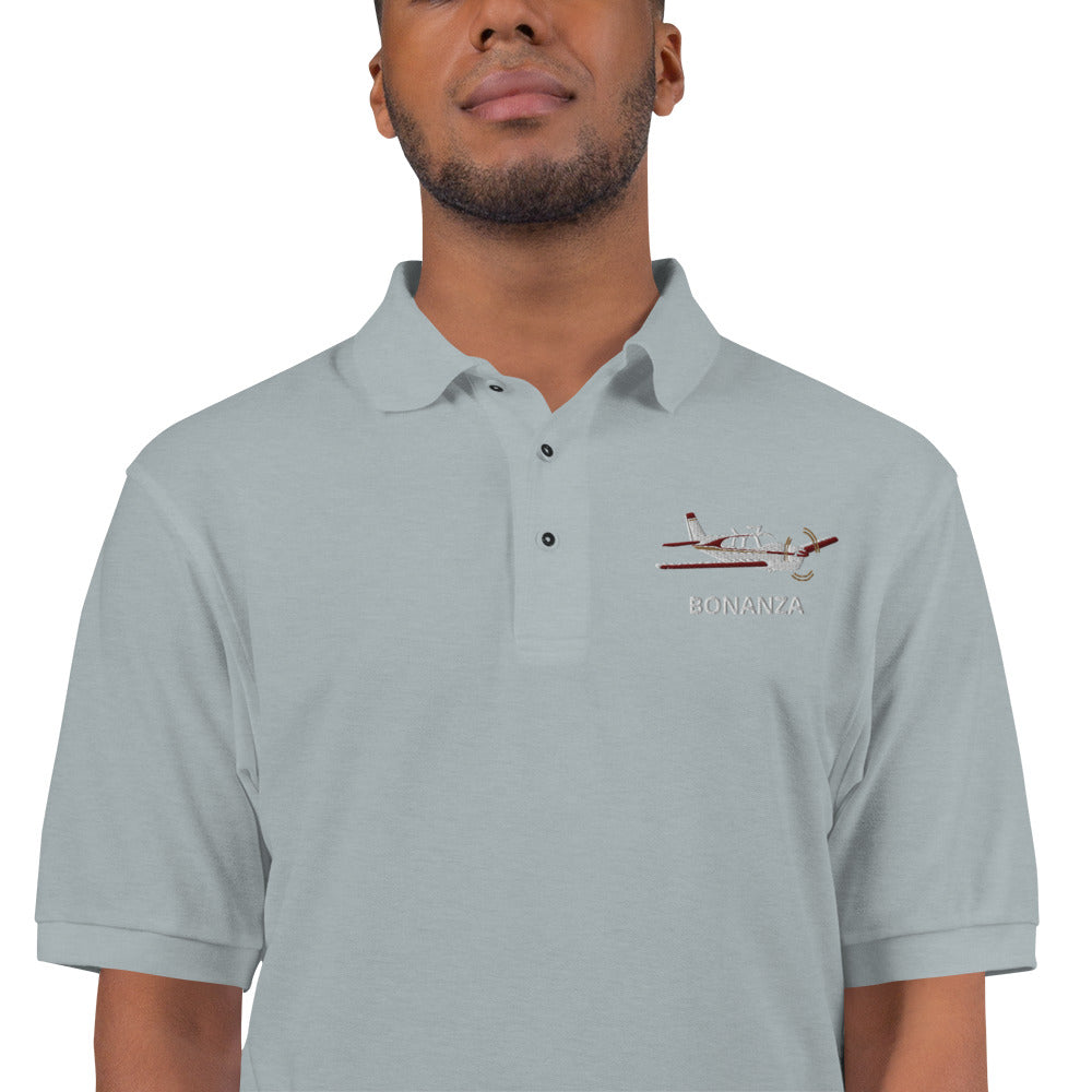 BONANZA F33  Embroidered Men's Aviation Premium Pilot Polo