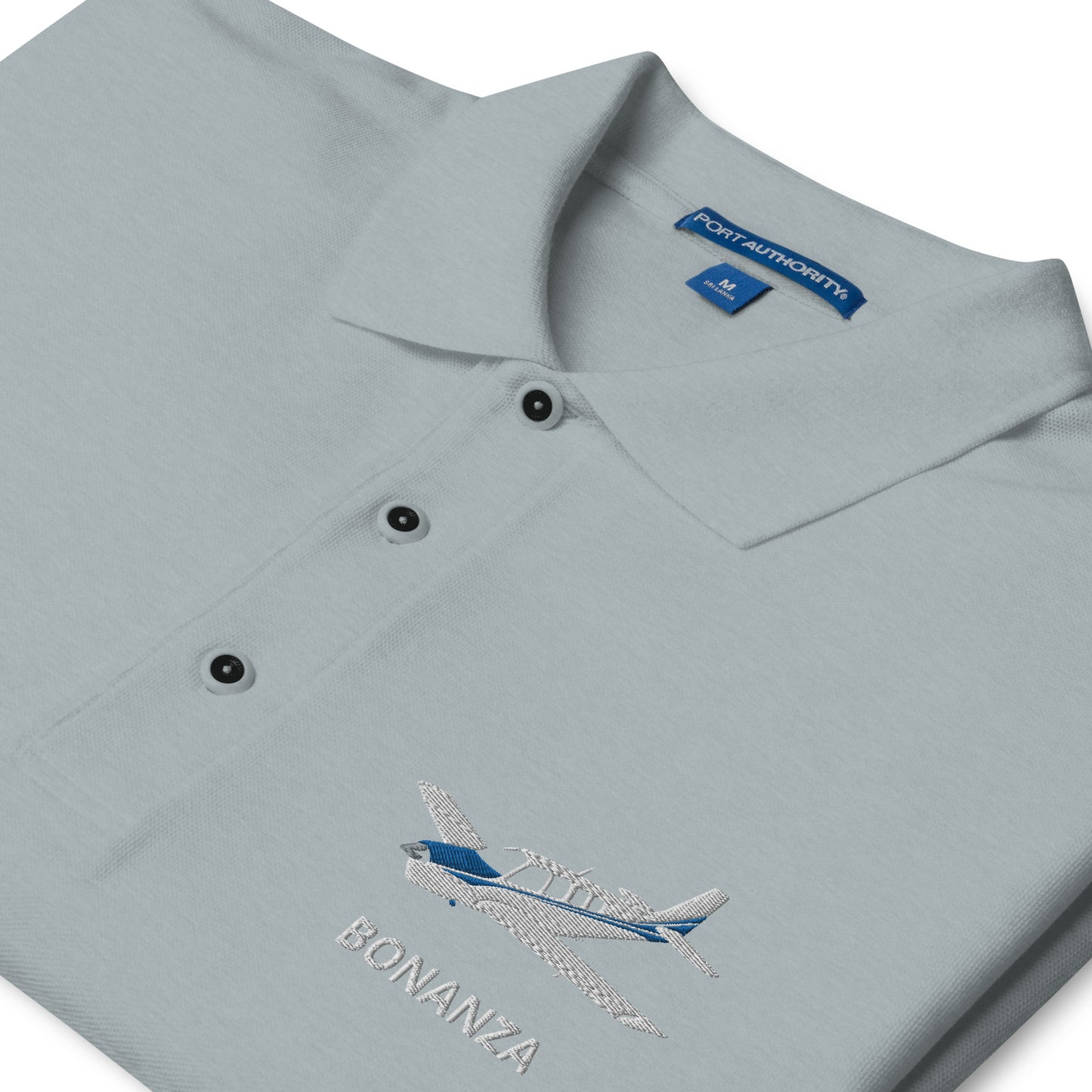 BONANZA A36  Blue Embroidered Classic Mens Aviation Polo