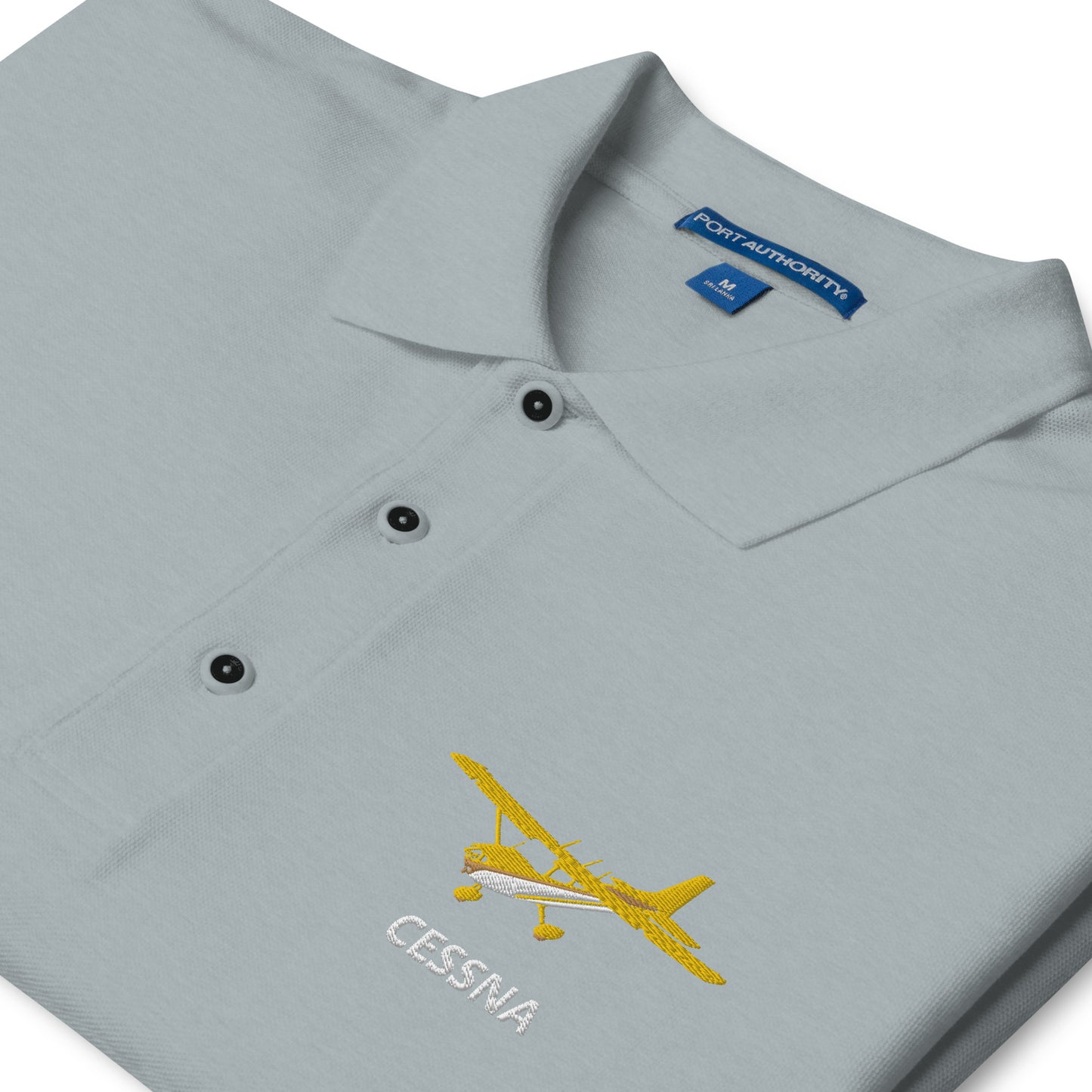 CESSNA 172 Retro Yellow Embroidered Premium Men's Aviation Polo