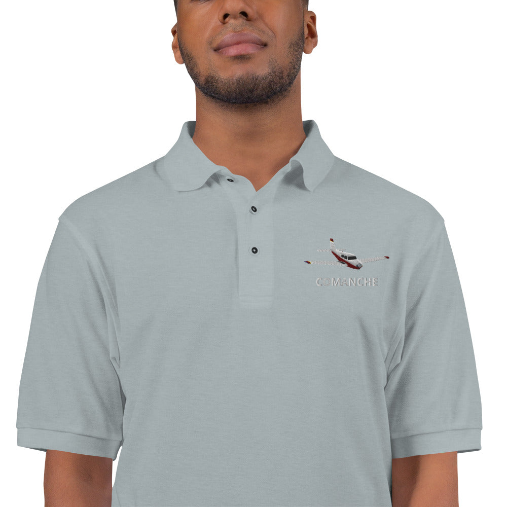 PIPER COMANCHE Embroidered Men's Premium Aviation Polo