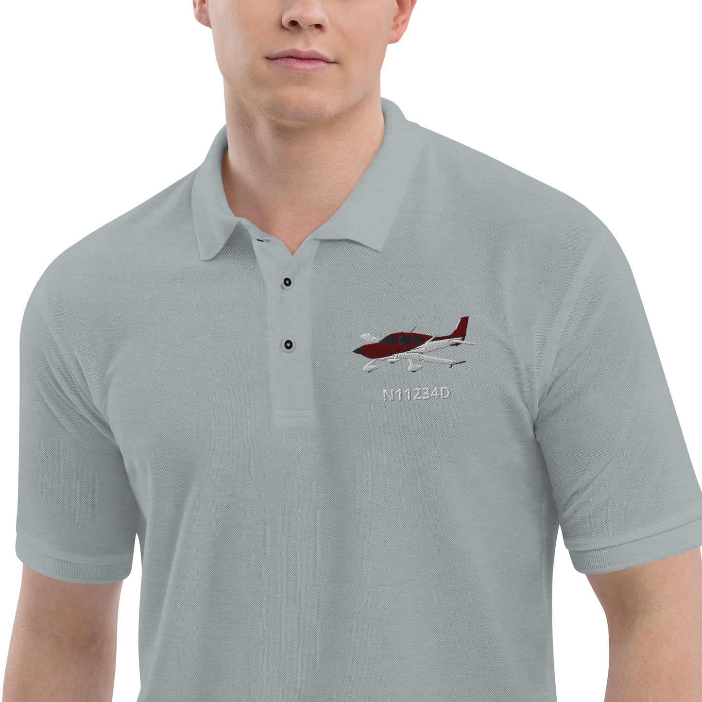 CIRRUS maroon white Custom N Number Embroidered Men's classic aviation Polo