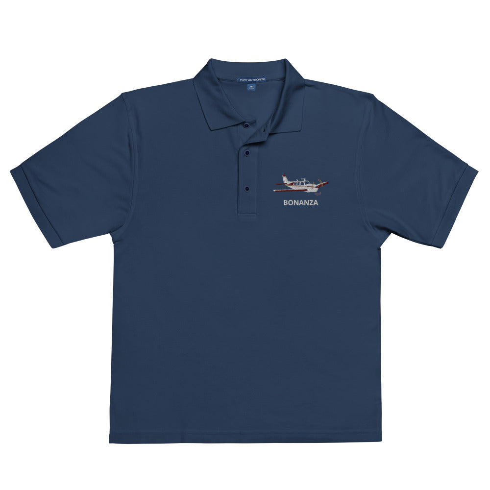 BONANZA F33  Embroidered Men's Aviation Premium Pilot Polo