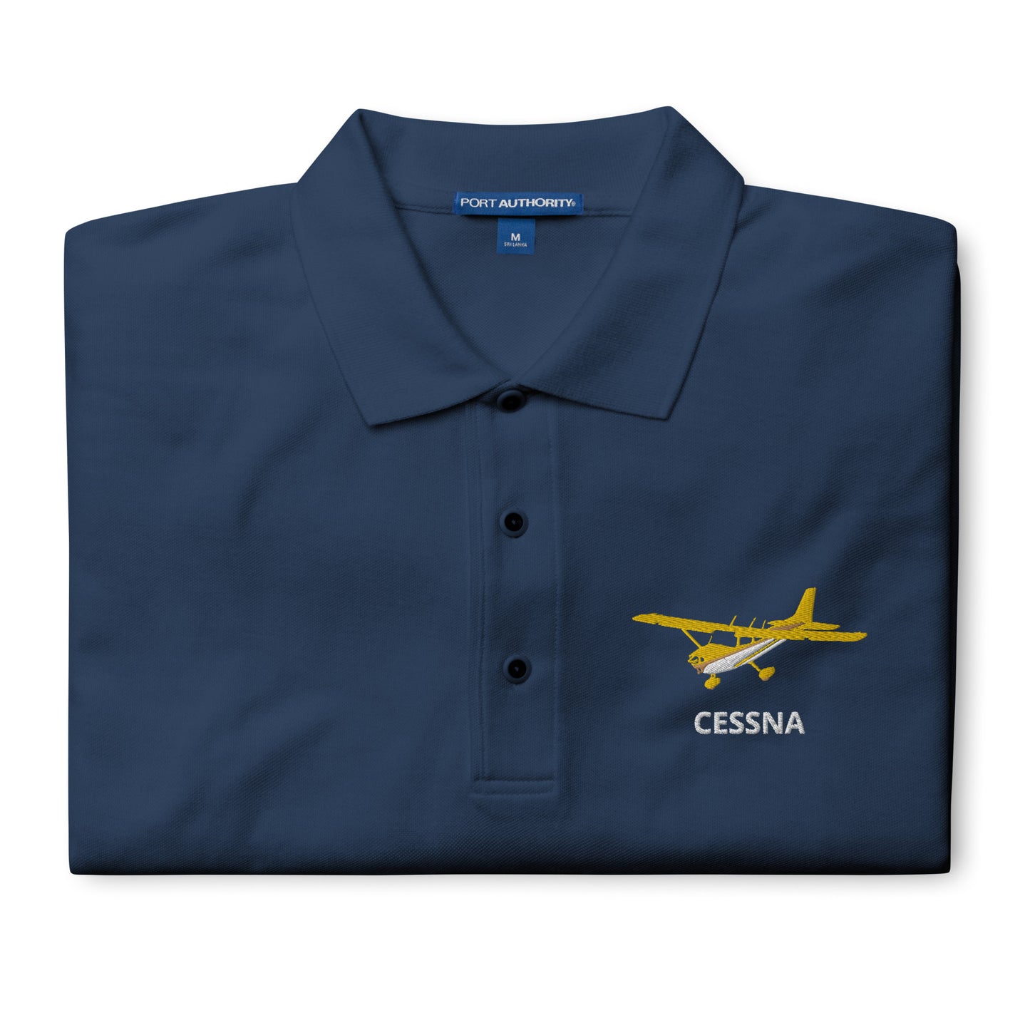 CESSNA 172 Retro Yellow Embroidered Premium Men's Aviation Polo