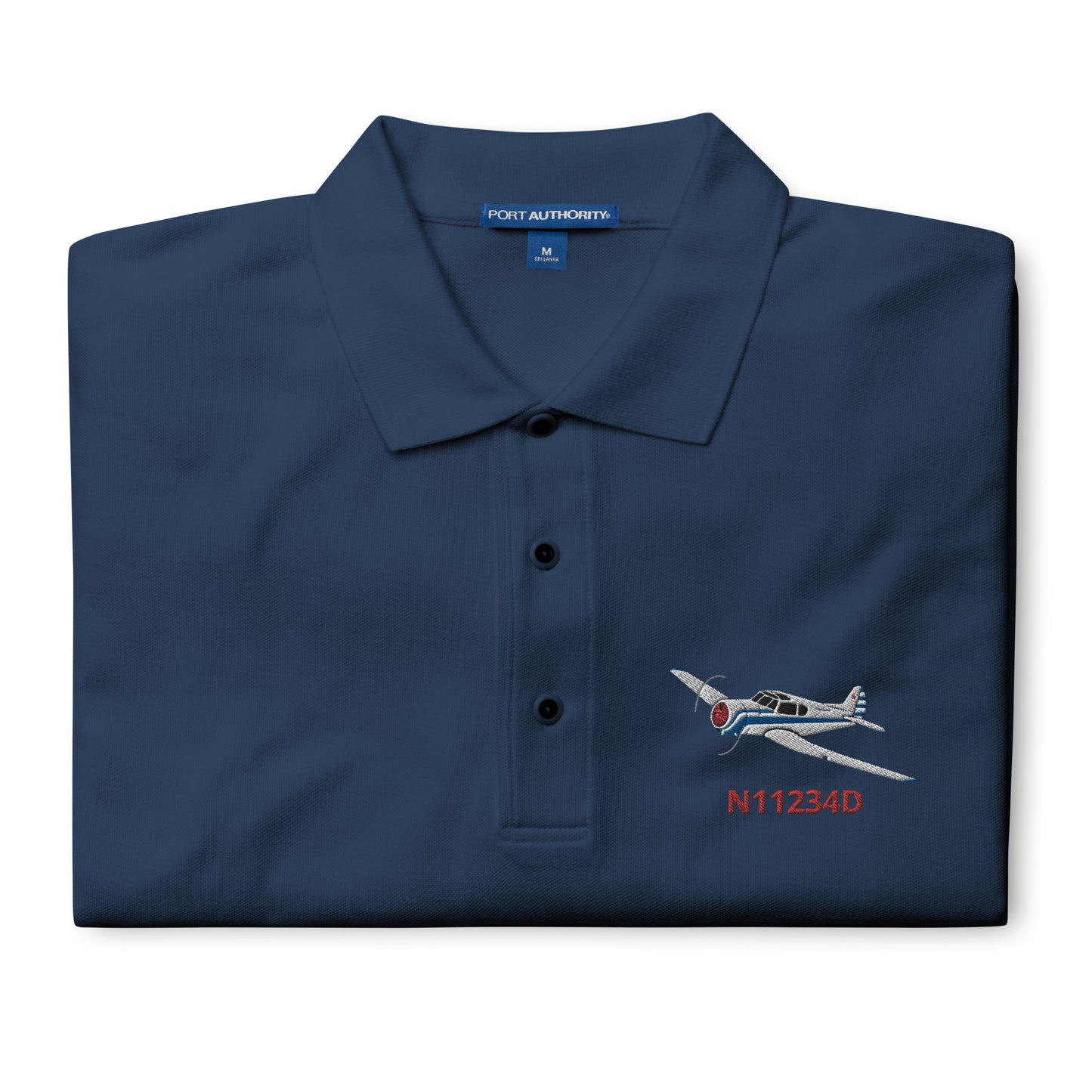 YAK 18T - CUSTOM N Number Embroidered Men's Premium Aviation Polo