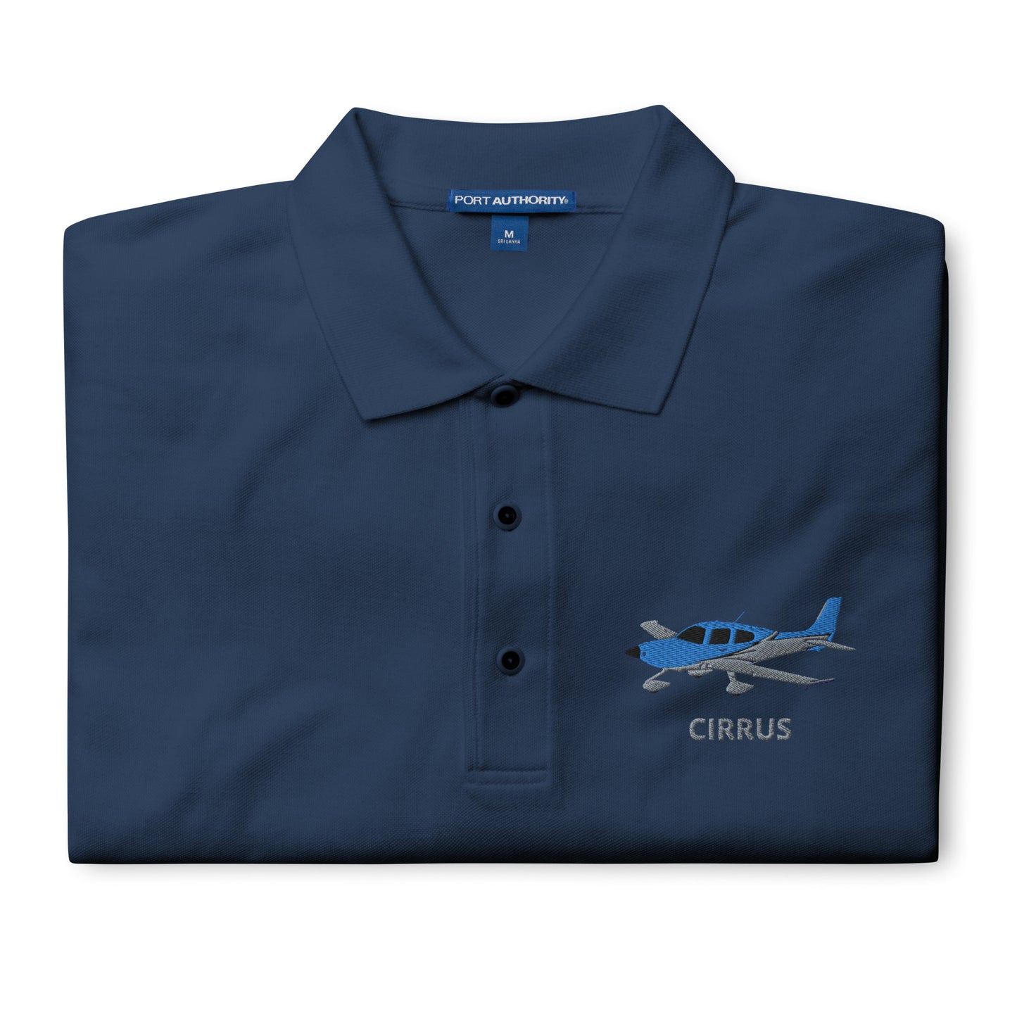 CIRRUS Blue - Carbon grey Embroidered Men's Premium Aviation Polo