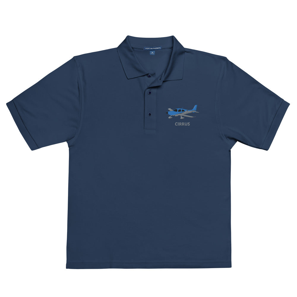 CIRRUS Blue - Carbon grey Embroidered Men's Premium Aviation Polo