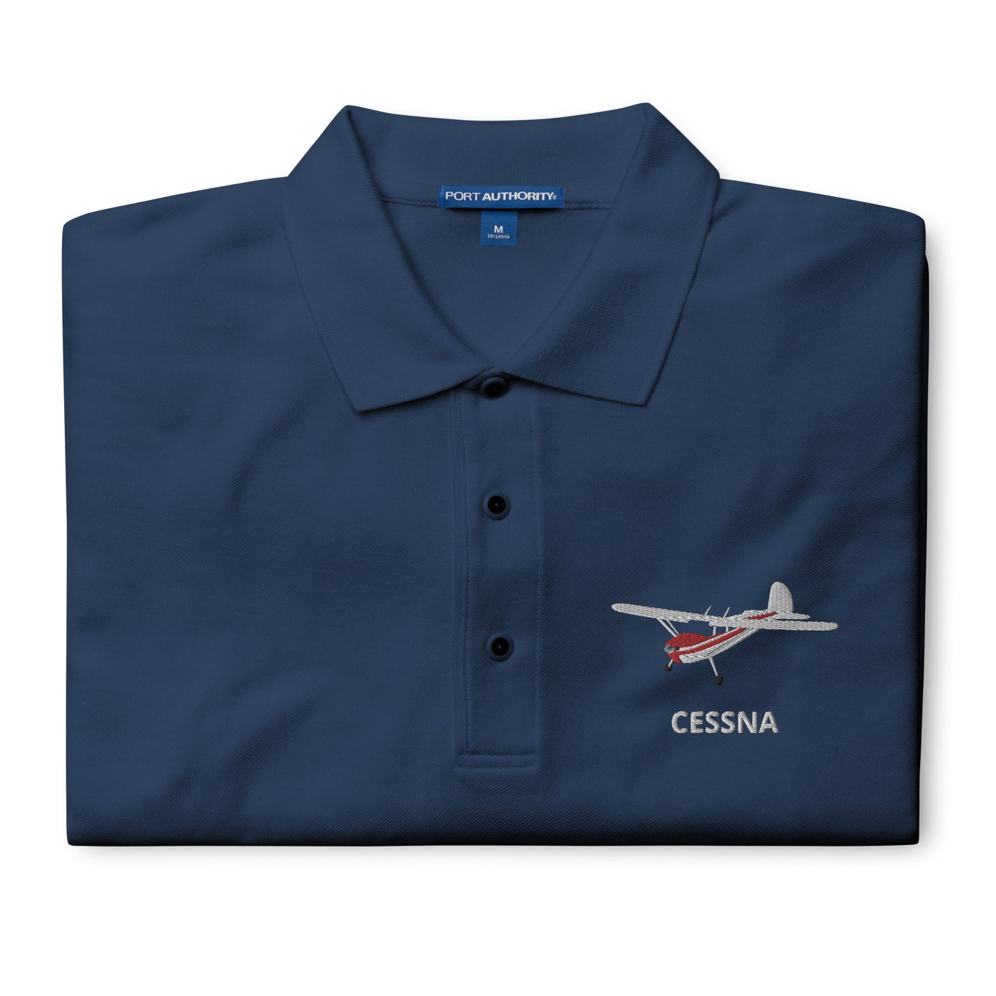 CESSNA 140 White -red aircraft embroidered Men's Premium Polo