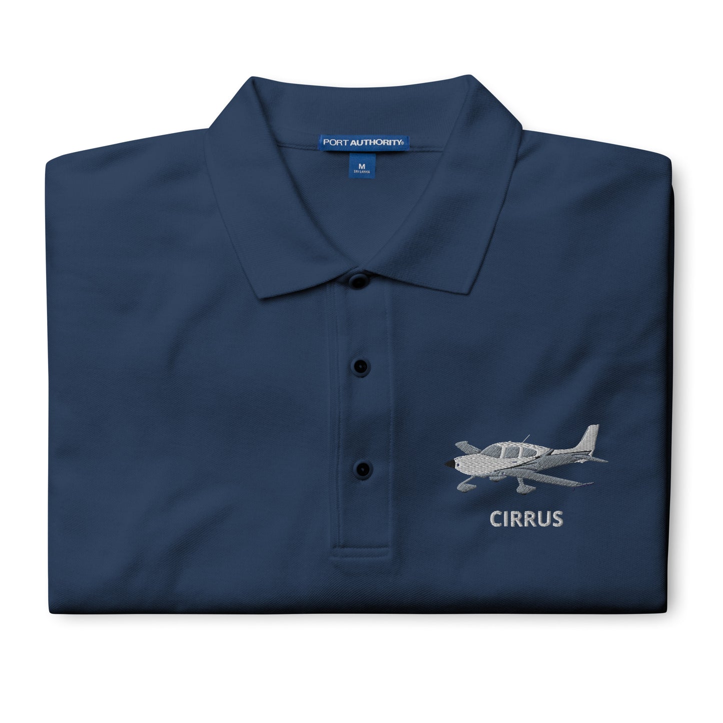 CIRRUS White - Carbon grey Embroidered Men's Premium Aviation Polo