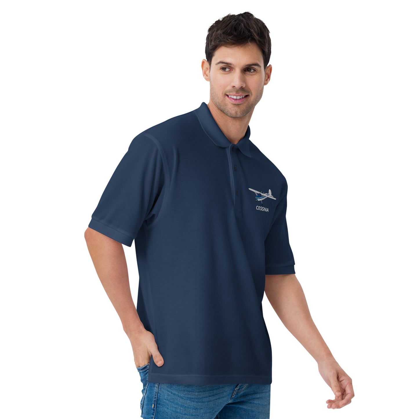 CESSNA 140 White-blue Men's Premium Polo