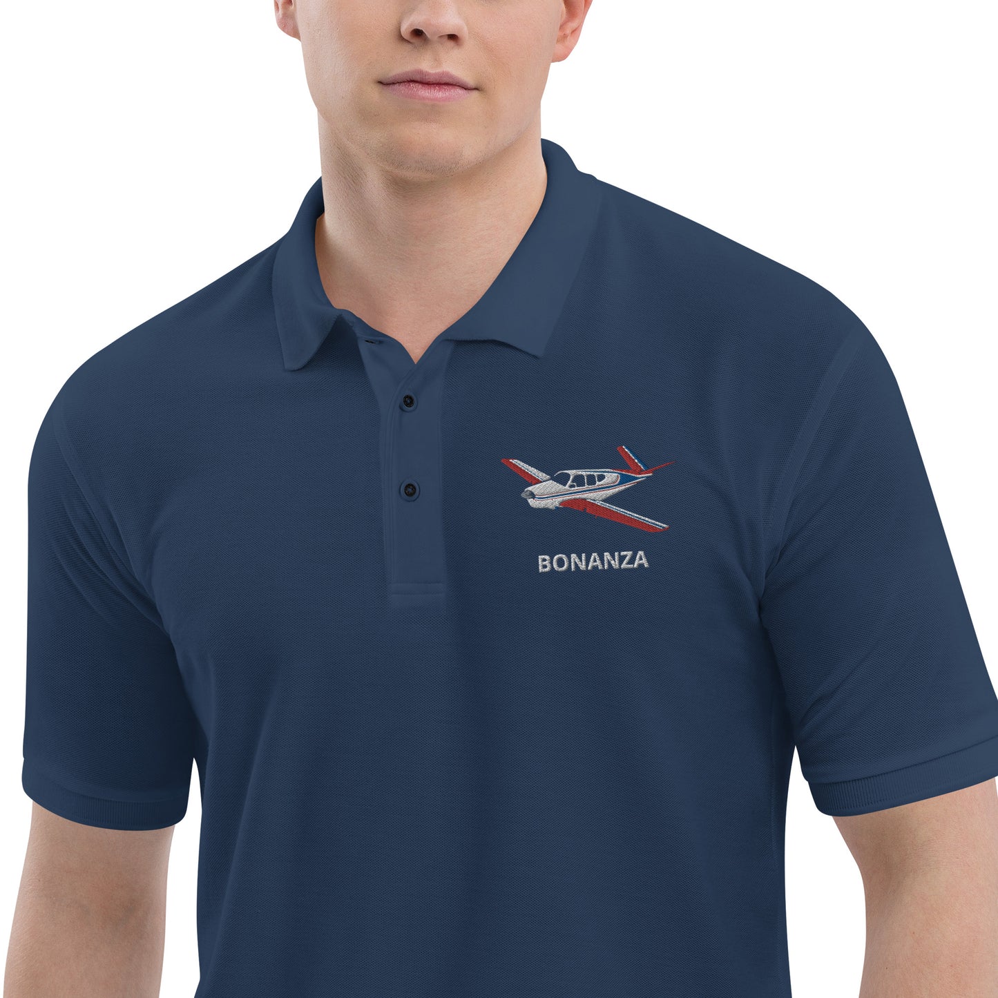 VTAIL BONANZA Tri color 2 stripe Embroidered Men's Premium Aviation Polo