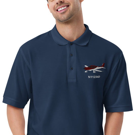 CIRRUS maroon white Custom N Number Embroidered Men's classic aviation Polo - Minimum order 3