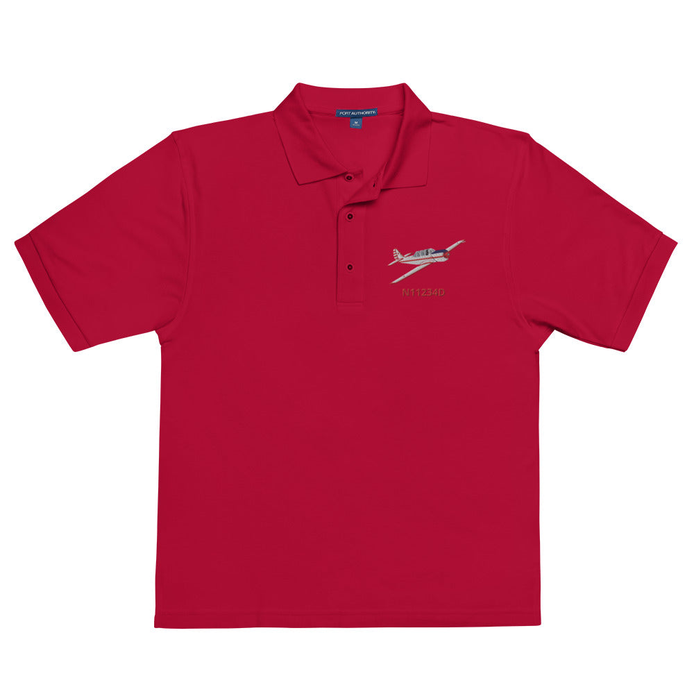 Yak-52 CUSTOM N Number embroidered Men's Premium Aviation Polo