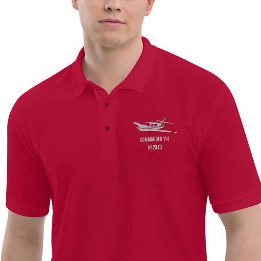 Rockwell Commander 114 Custom N Number Embroidered Men's Premium Aviation Polo