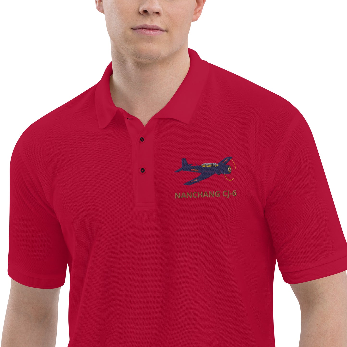 Warbird Nanchang CJ-6 embroidered aviation Men's Premium Polo