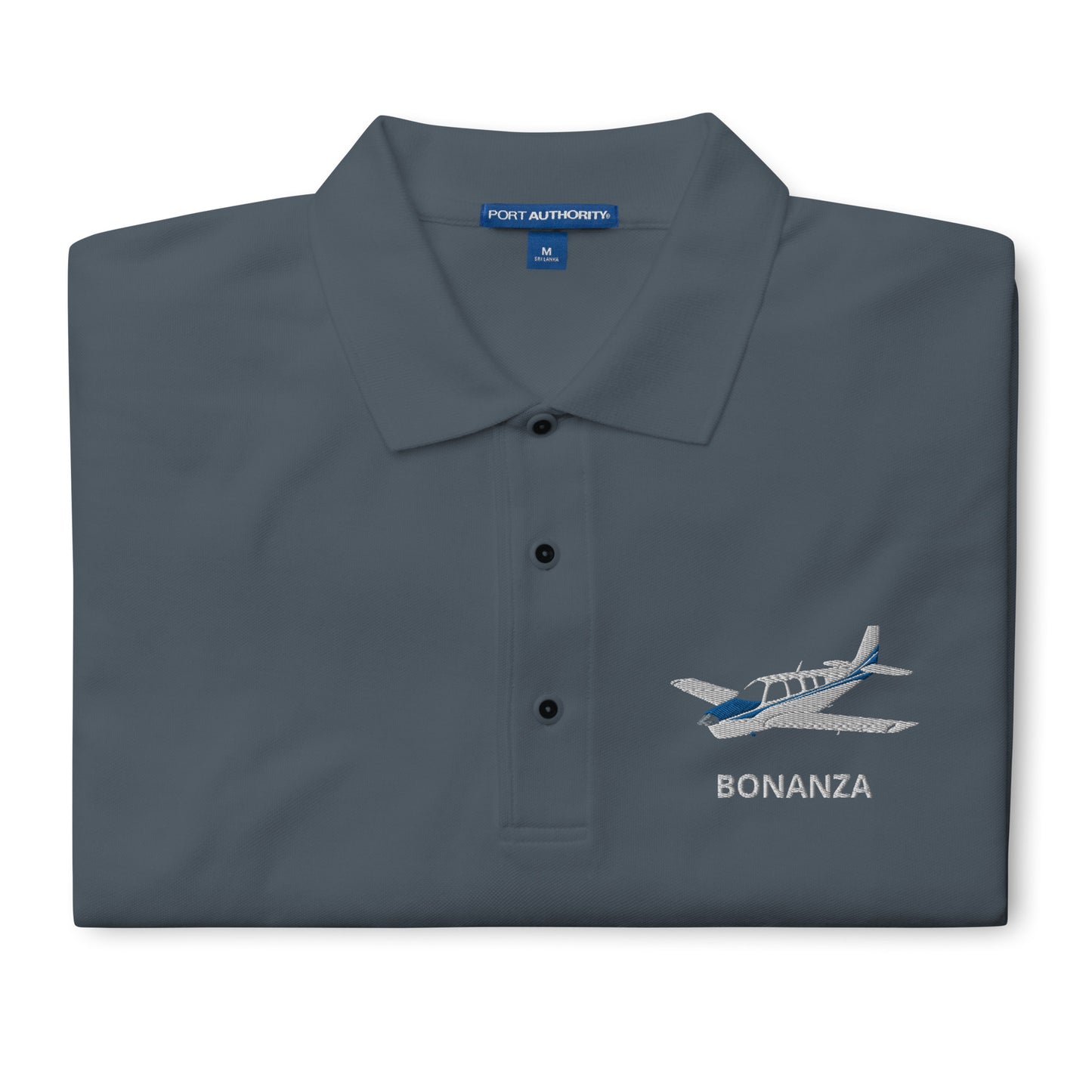 BONANZA A36  Blue Embroidered Classic Mens Aviation Polo