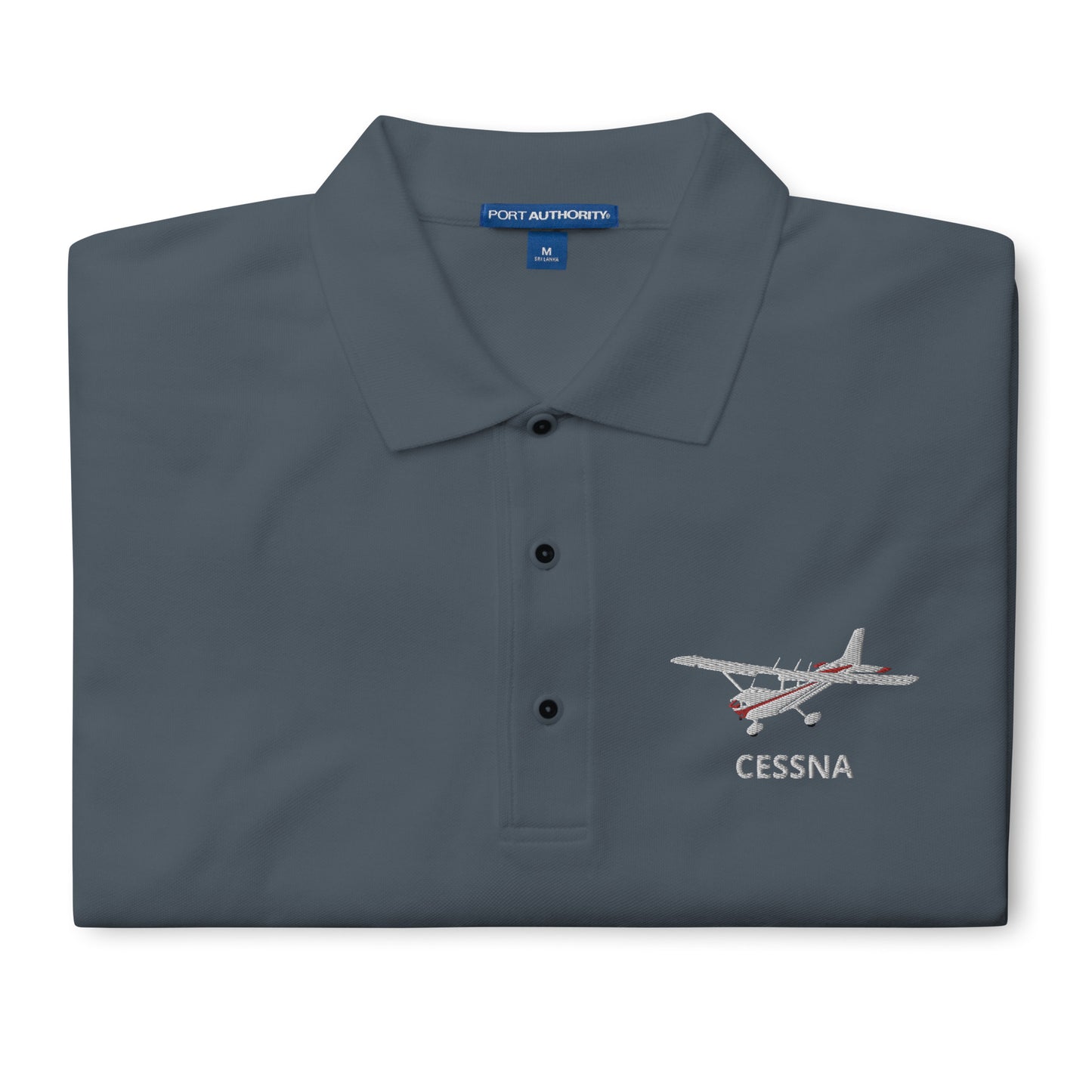 CESSNA 172 White - Red Embroidered Premium Men's Aviation Polo