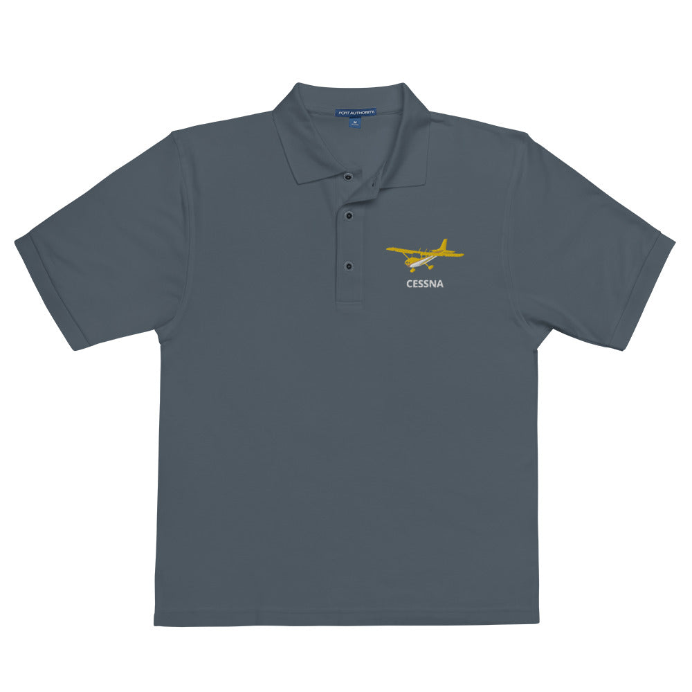 CESSNA 172 Retro Yellow Embroidered Premium Men's Aviation Polo