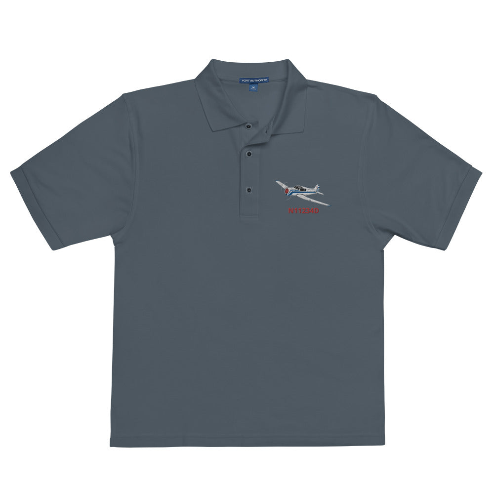 YAK 18T - CUSTOM N Number Embroidered Men's Premium Aviation Polo