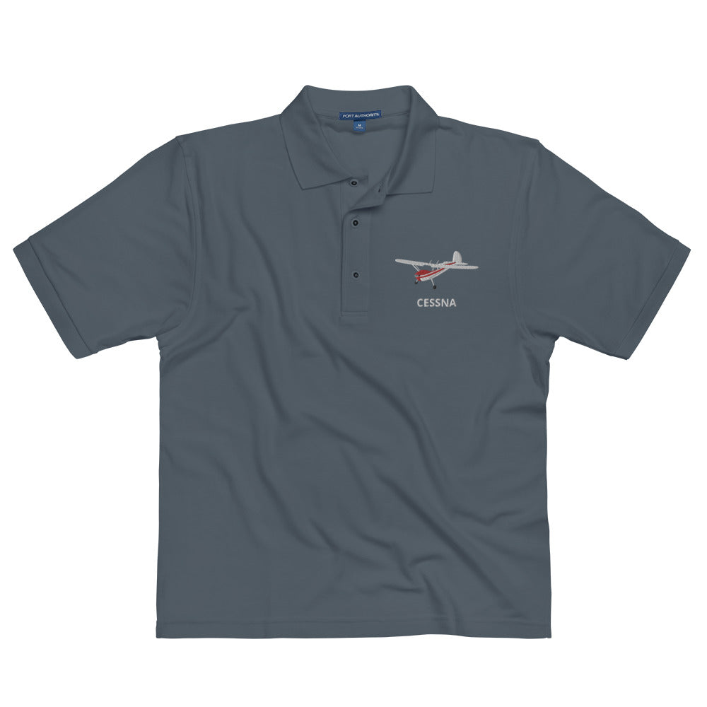 CESSNA 140 White -red aircraft embroidered Men's Premium Polo