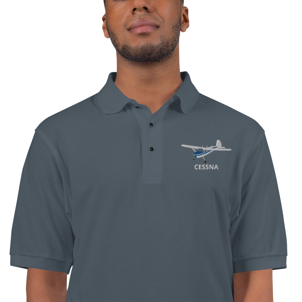 CESSNA 140 White-blue Men's Premium Polo