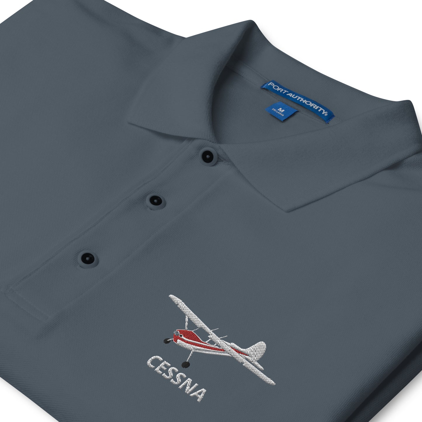 CESSNA 170 White - Red embroidered Men's Premium Aviation Polo