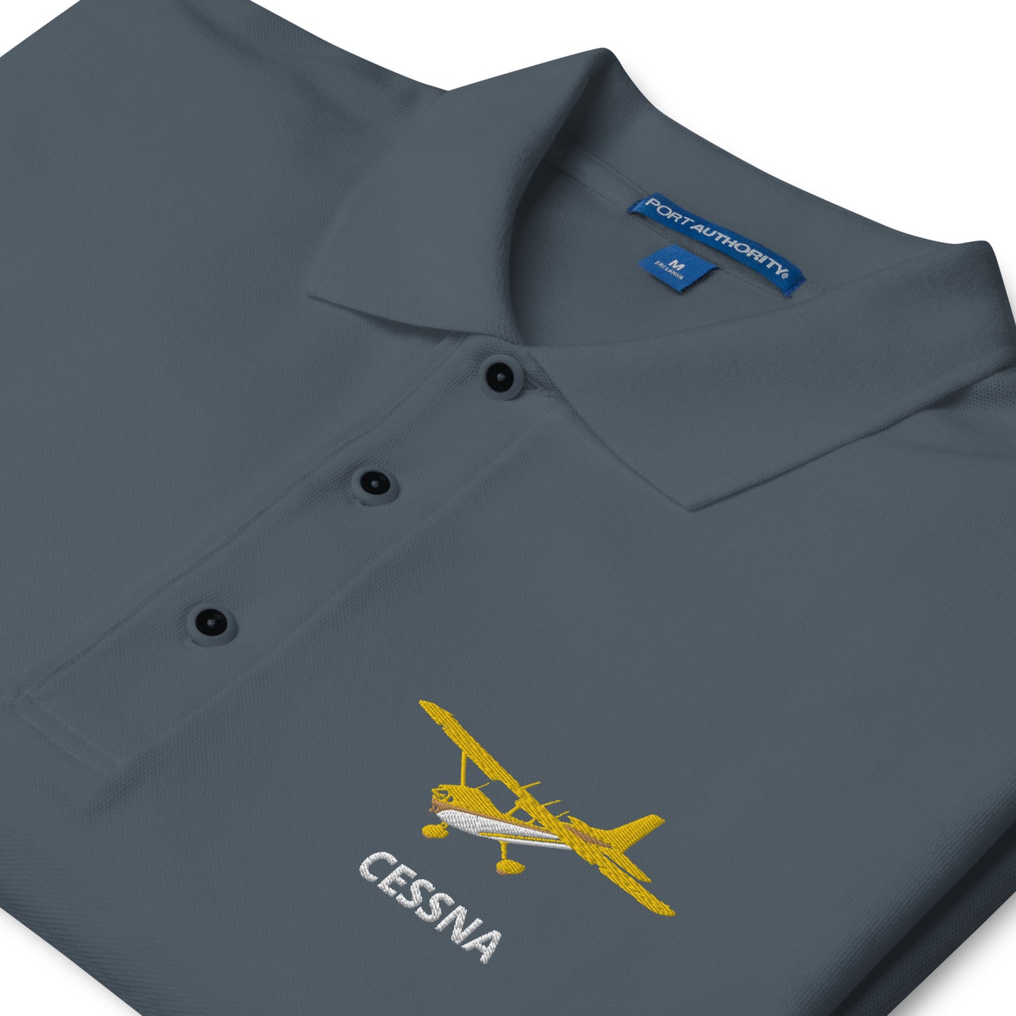 CESSNA 172 Retro Yellow Embroidered Premium Men's Aviation Polo