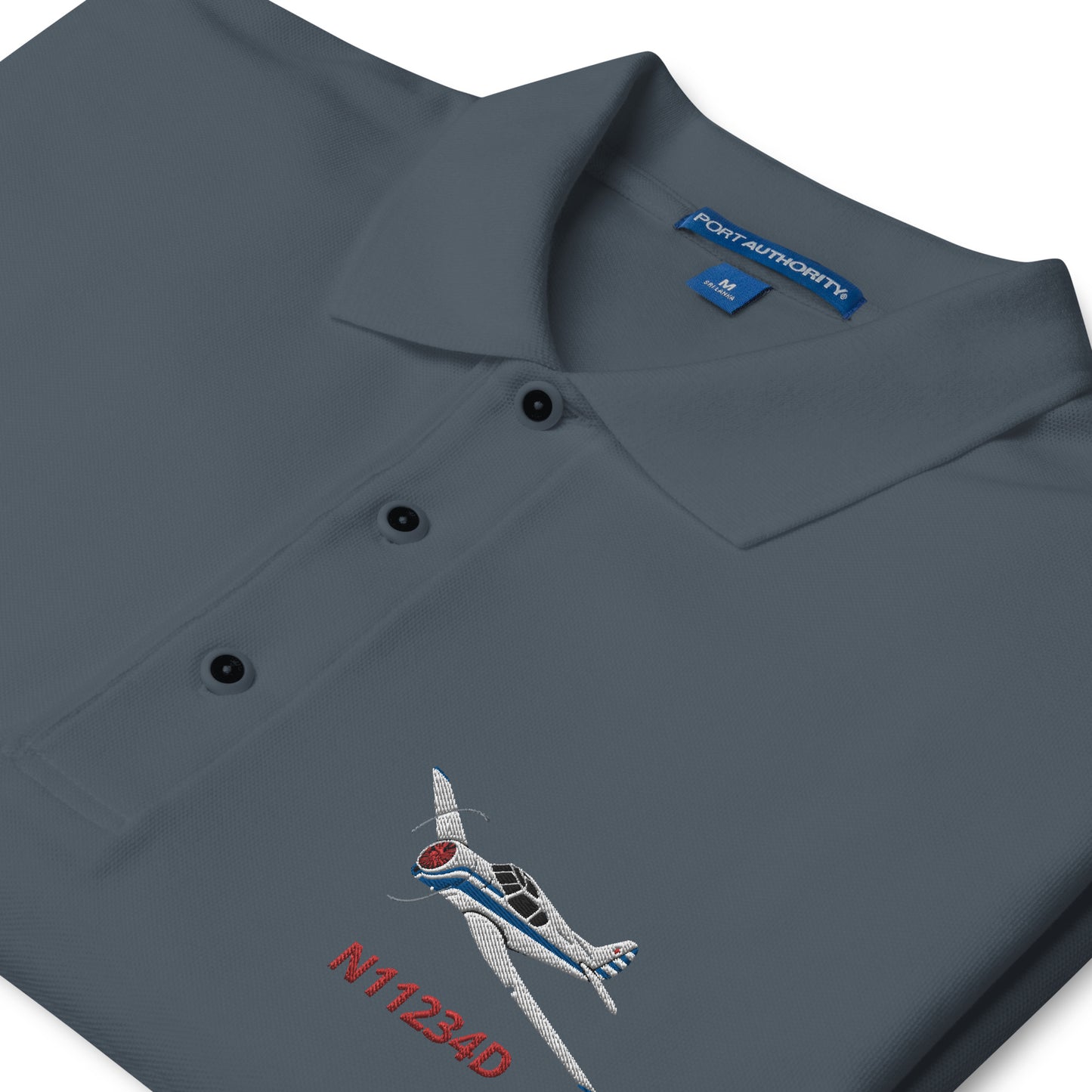 YAK 18T - CUSTOM N Number Embroidered Men's Premium Aviation Polo