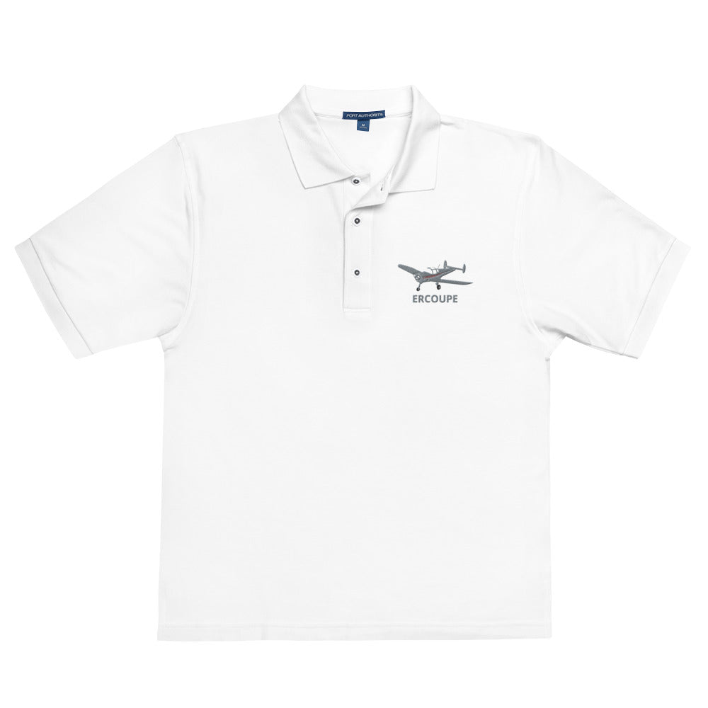 ERCOUPE grey polished - red trim Embroidered Men's Premium Aviation Polo