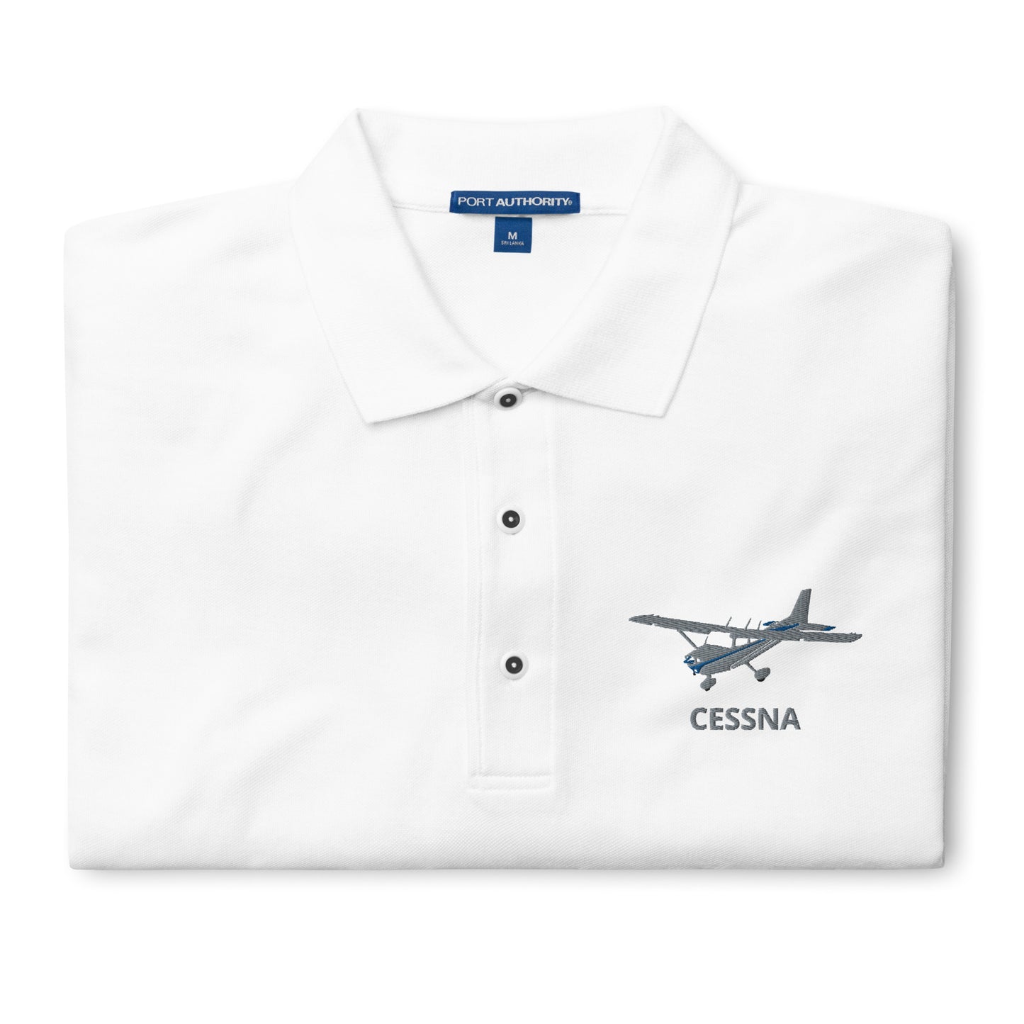 CESSNA 172 Polished grey - blue Embroidered Premium Men's Aviation Polo