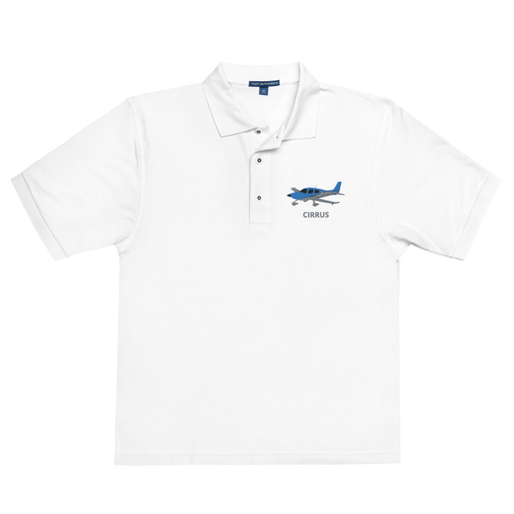 CIRRUS Blue - Carbon grey Embroidered Men's Premium Aviation Polo