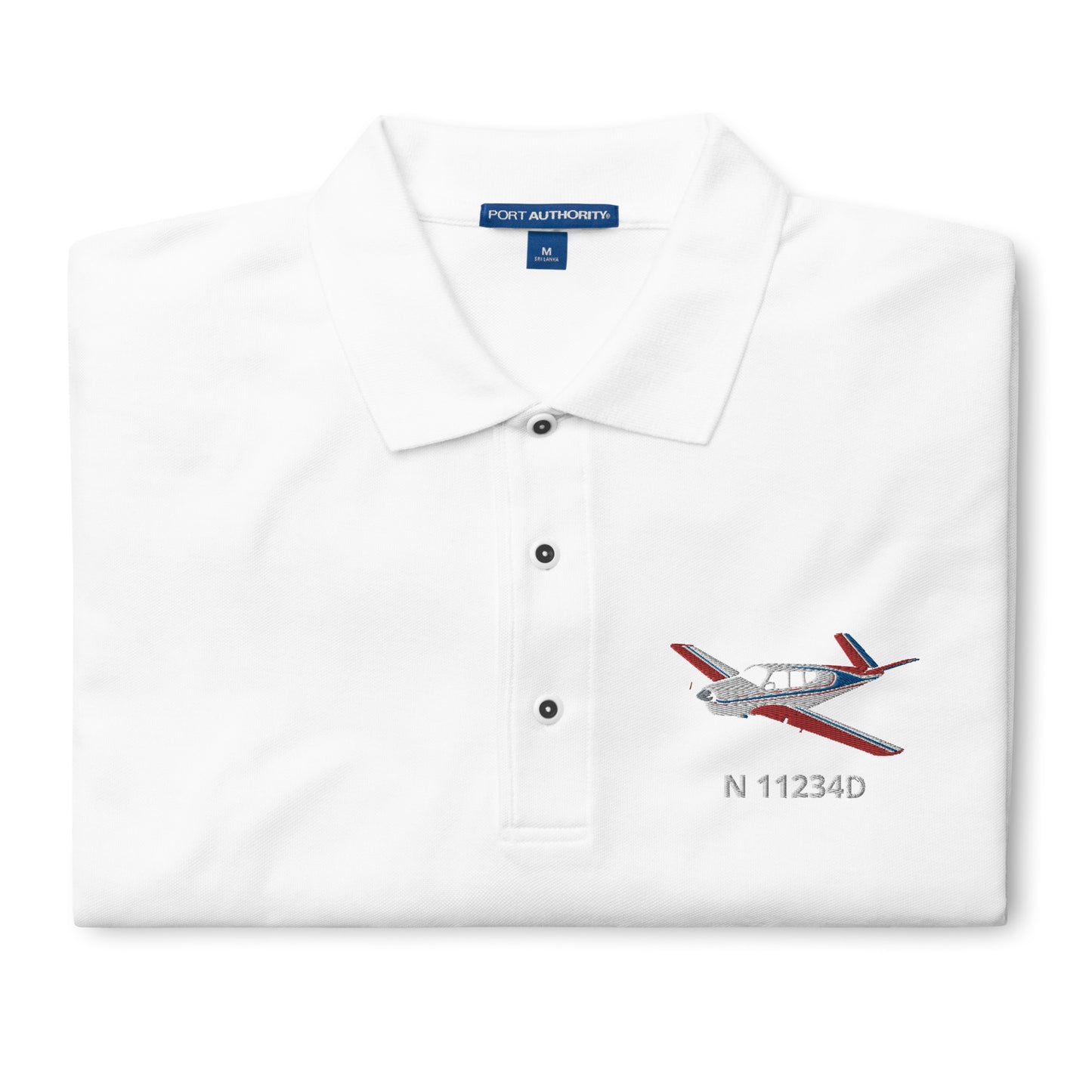 Vintage V-Tail BONANZA Tri color 2 stripe CUSTOM N Number Embroidered Men's Classic aviation Polo