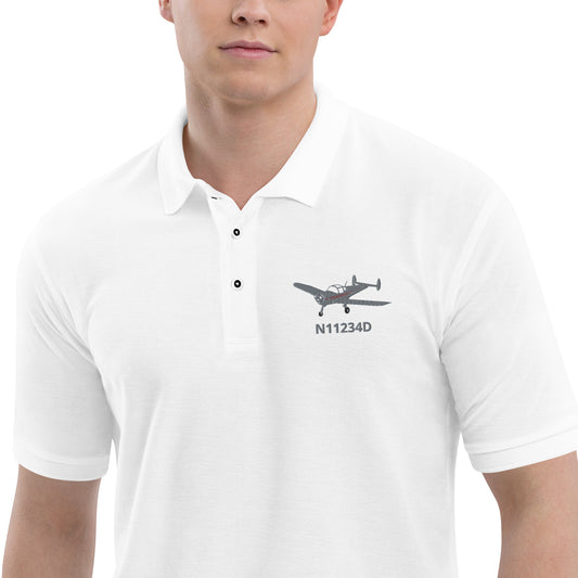 ERCOUPE CUSTOM N Number Embroidered Men's Premium Aviation Polo - Minimum order 3
