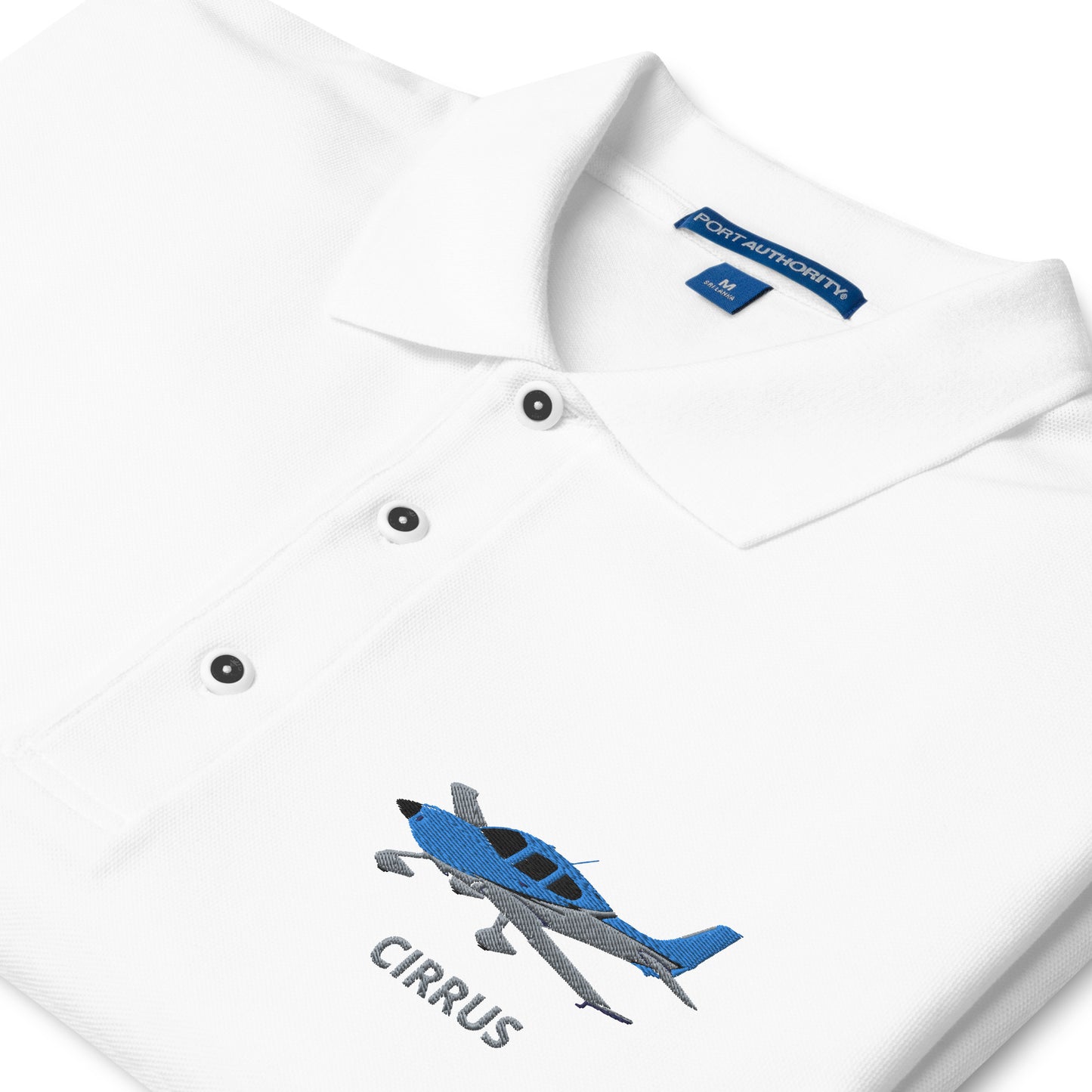 CIRRUS Blue - Carbon grey Embroidered Men's Premium Aviation Polo