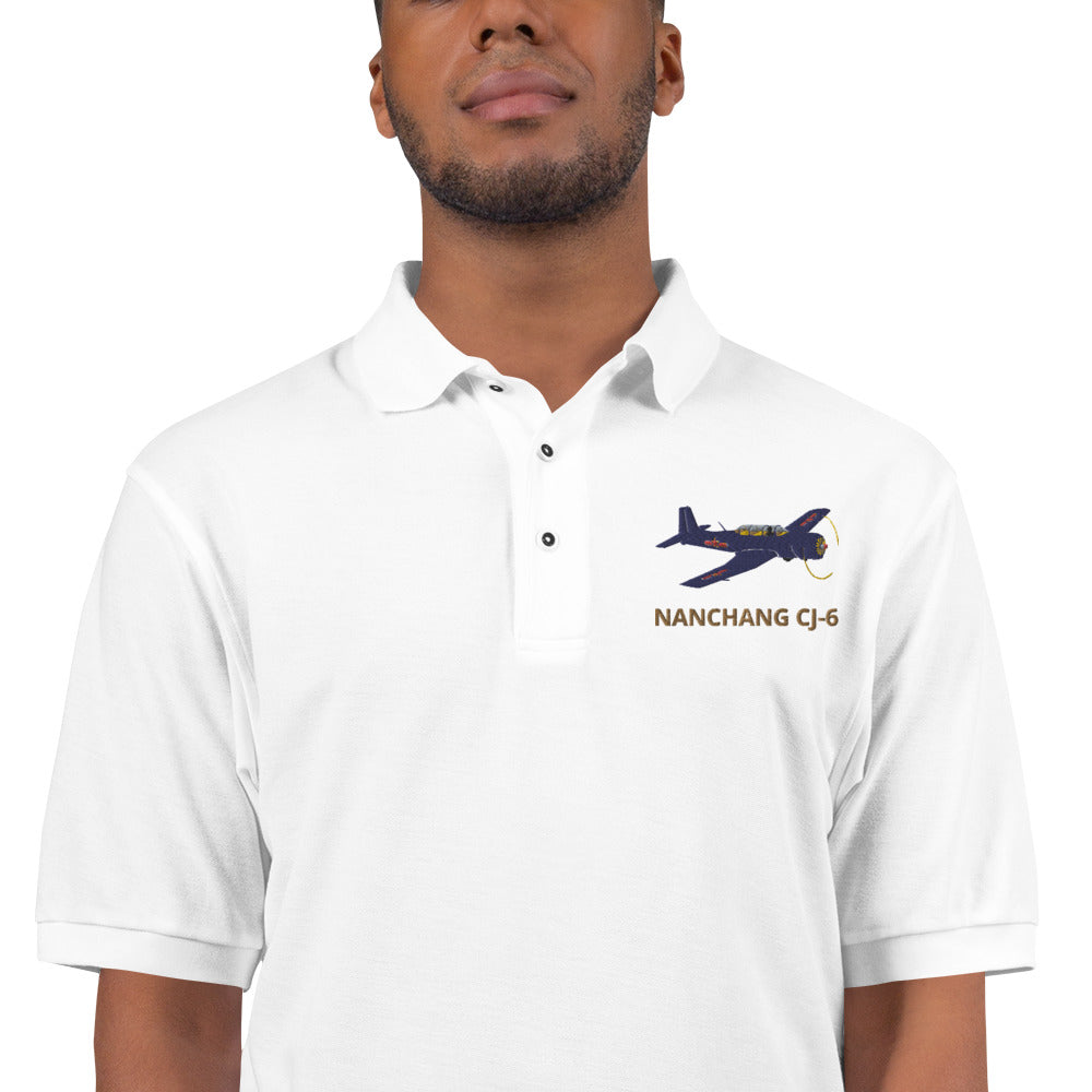 Warbird Nanchang CJ-6 embroidered aviation Men's Premium Polo