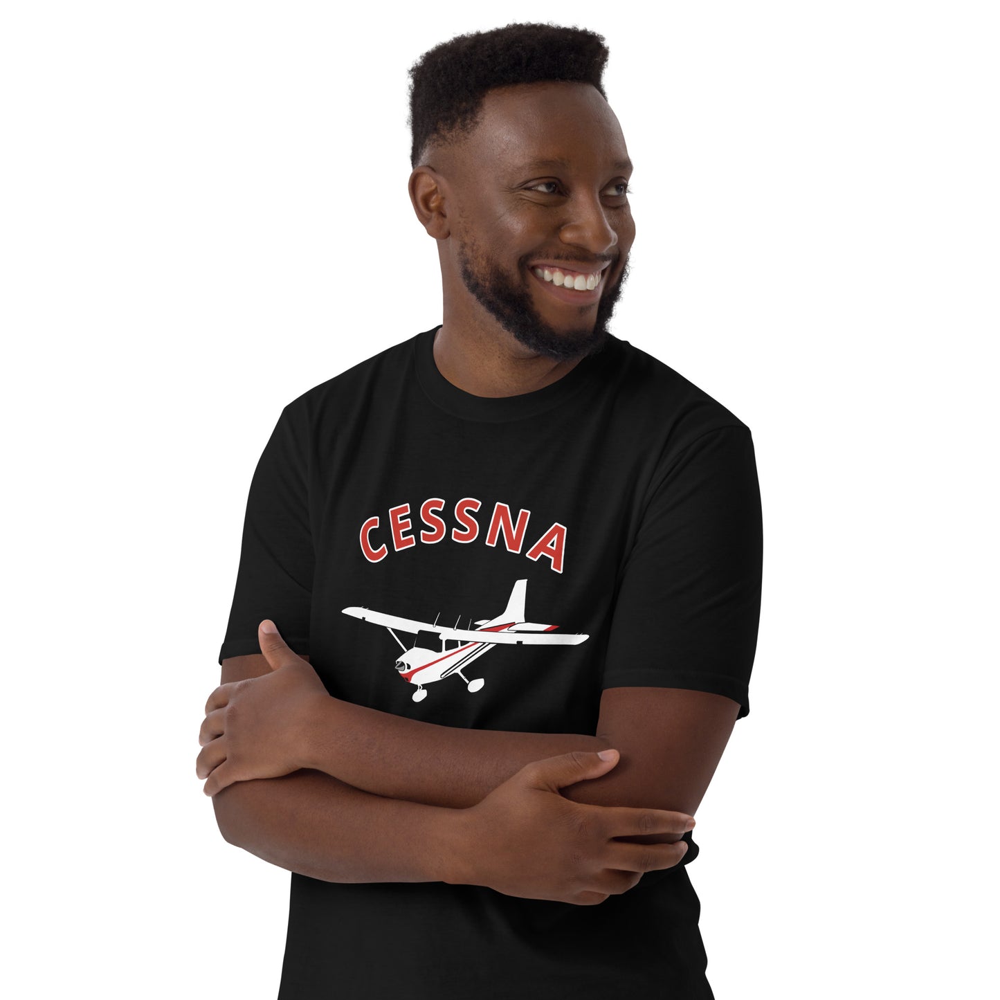 CESSNA 172 Skyhawk White - Red Soft Short-Sleeve Unisex Aviation T-Shirt