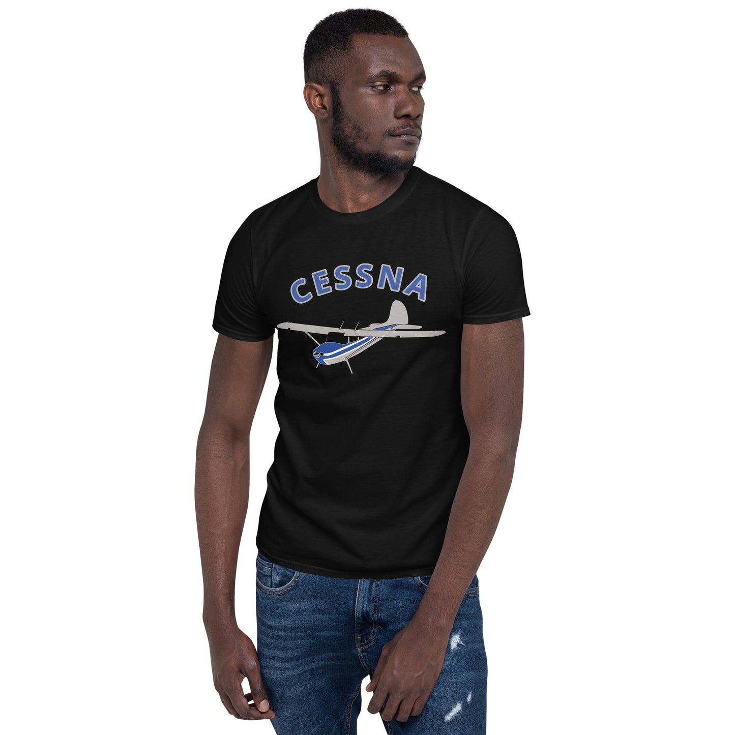 CESSNA 170 polished grey-blue Soft  Short-Sleeve Unisex Aviation T-Shirt