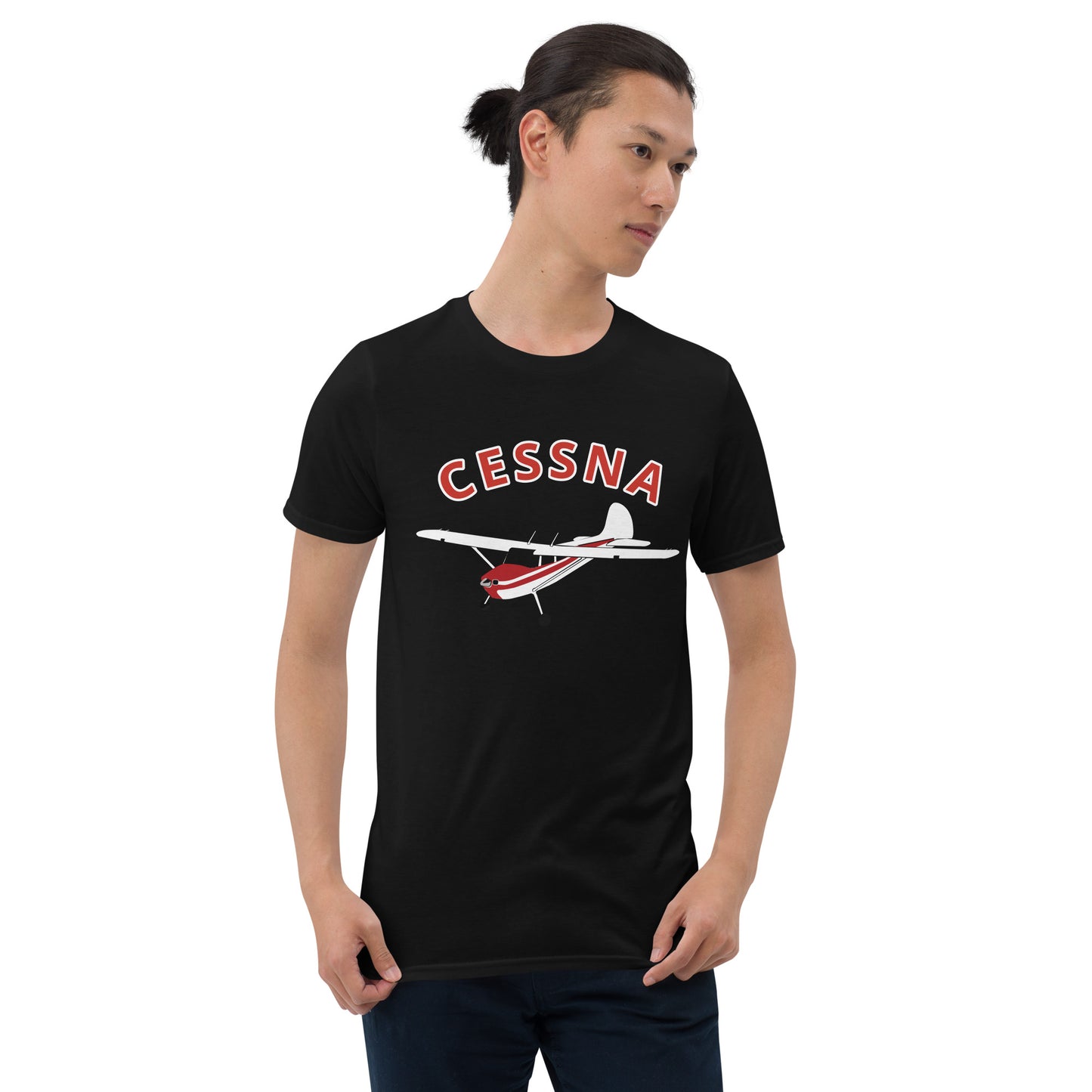 CESSNA 170 White - Red Soft  Short-Sleeve Unisex Aviation T-Shirt