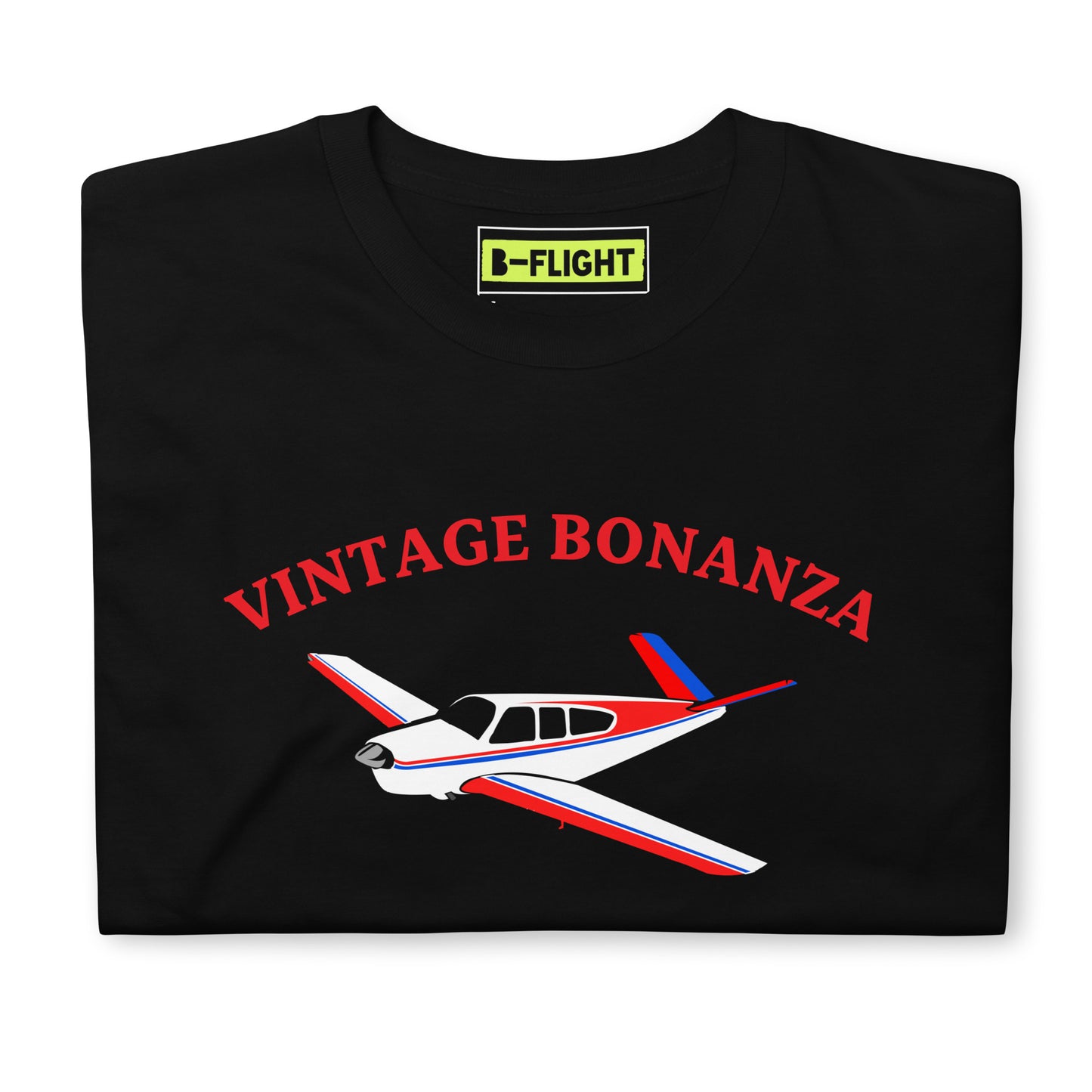 V-TAIL BONANZA Vintage Tri-color 1 stripe Printed Short-Sleeve Unisex Classic Fit Aviation T-Shirt