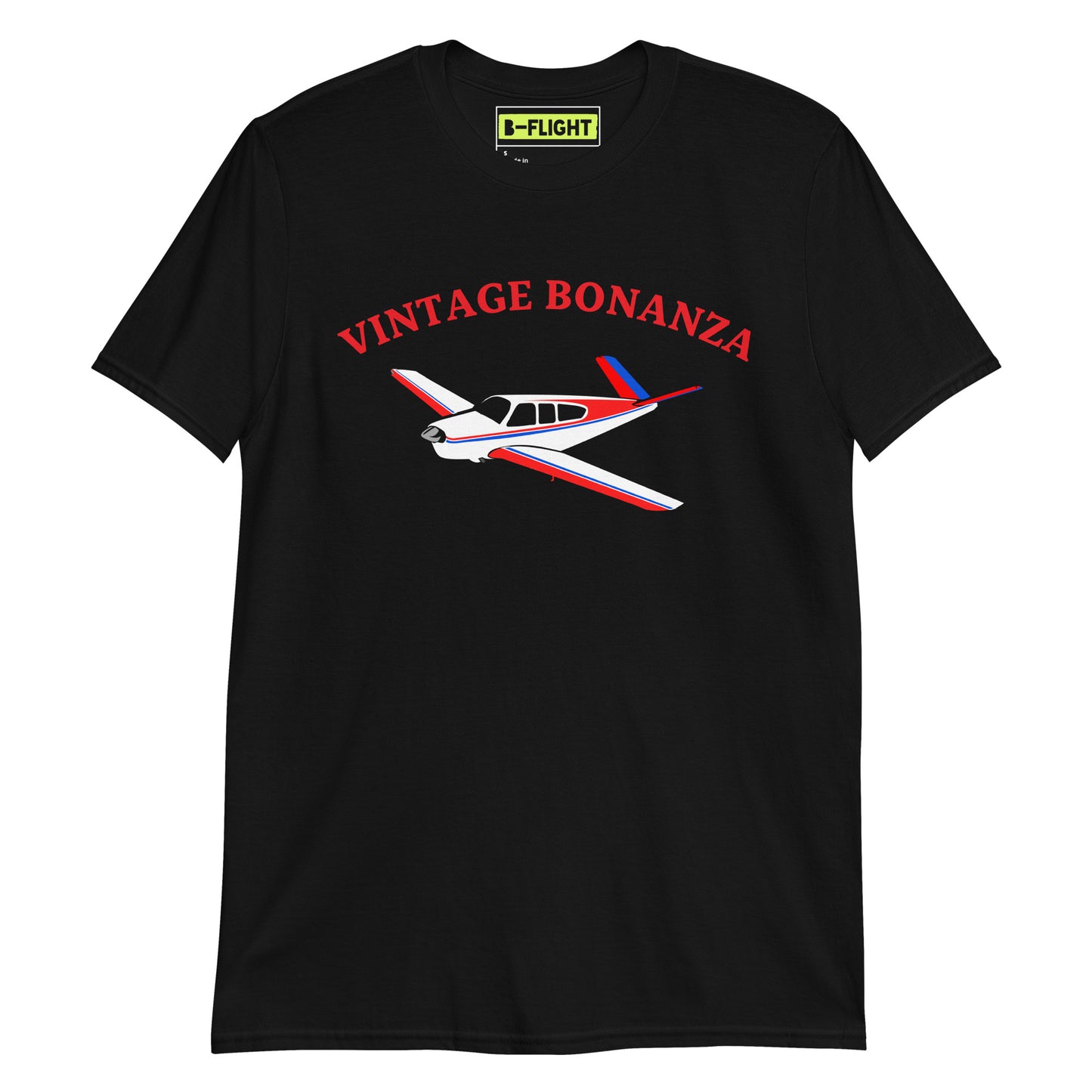 V-TAIL BONANZA Vintage Tri-color 1 stripe Printed Short-Sleeve Unisex Classic Fit Aviation T-Shirt