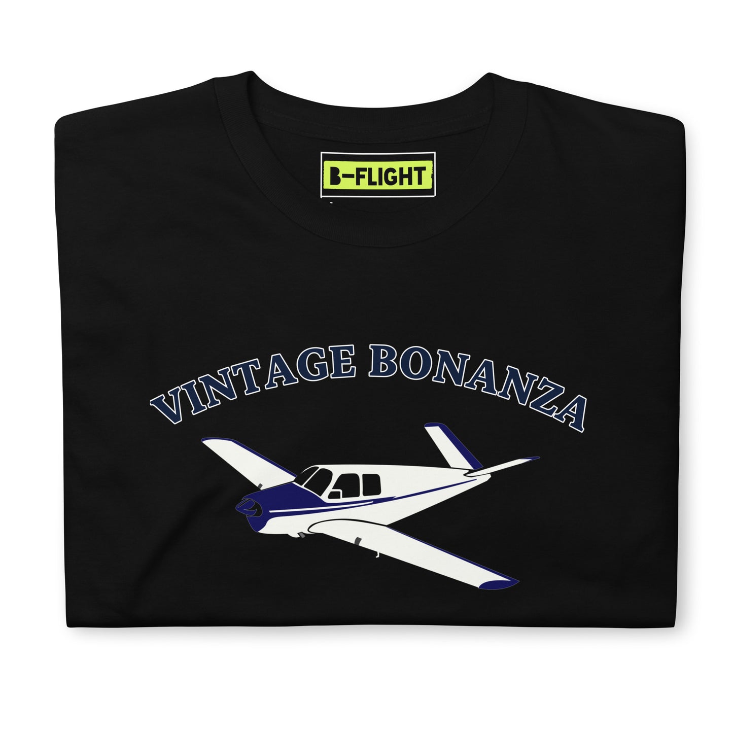 V-TAIL BONANZA Vintage blue - white Printed Short-Sleeve Unisex Classic Fit Aviation T-Shirt