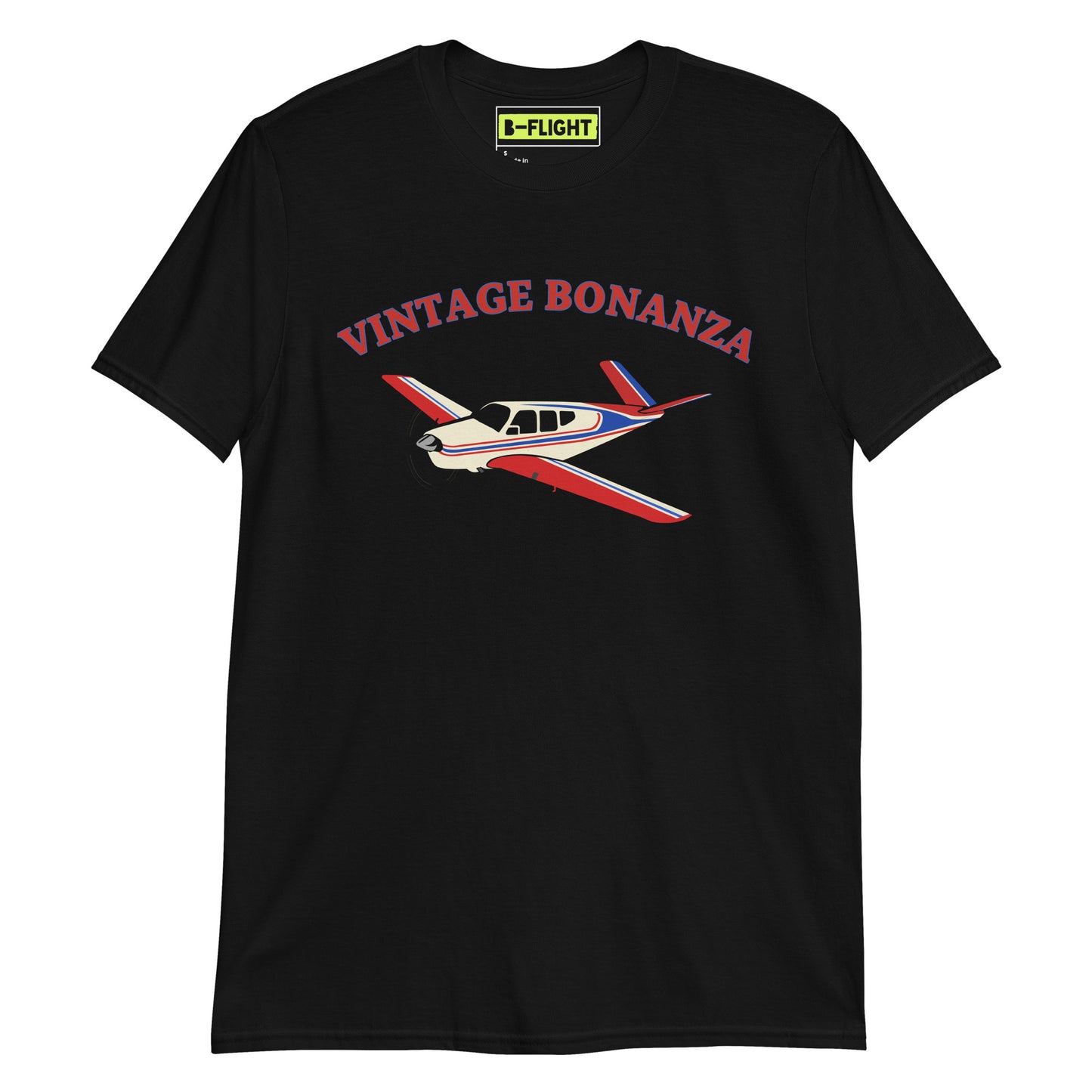 V-TAIL BONANZA Vintage tri-color 2 stripe Printed Short-Sleeve Unisex Classic Fit Aviation T-Shirt