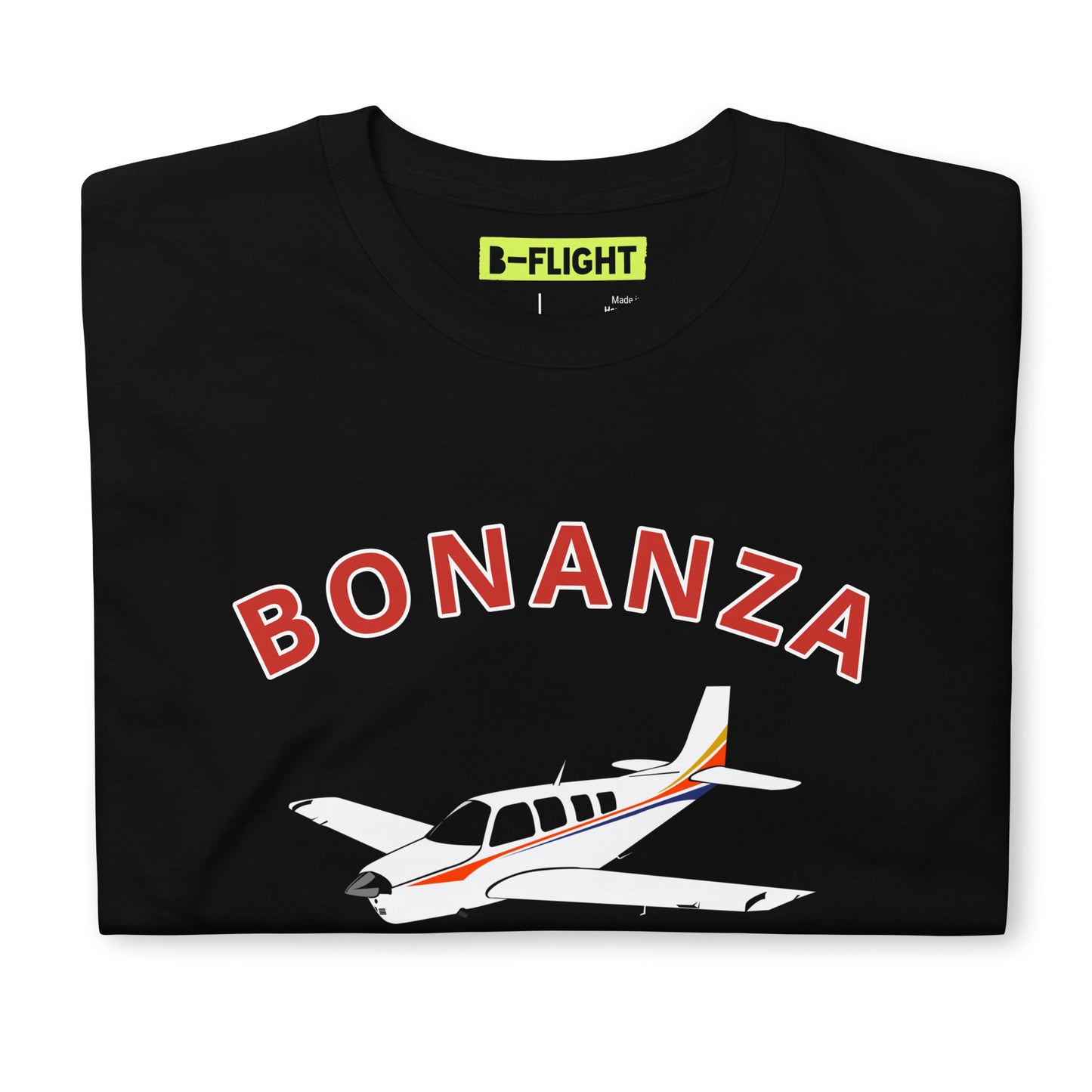 BONANZA A36  White with Stripe Graphic Short-Sleeve Unisex classic fit aviation T-Shirt.